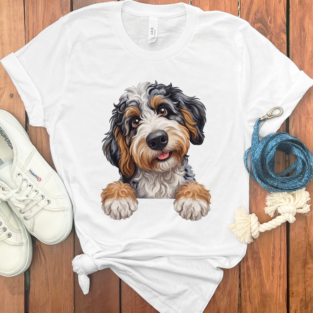 Curious Aussiedoodle T-Shirt in White / S by Puppy Jo