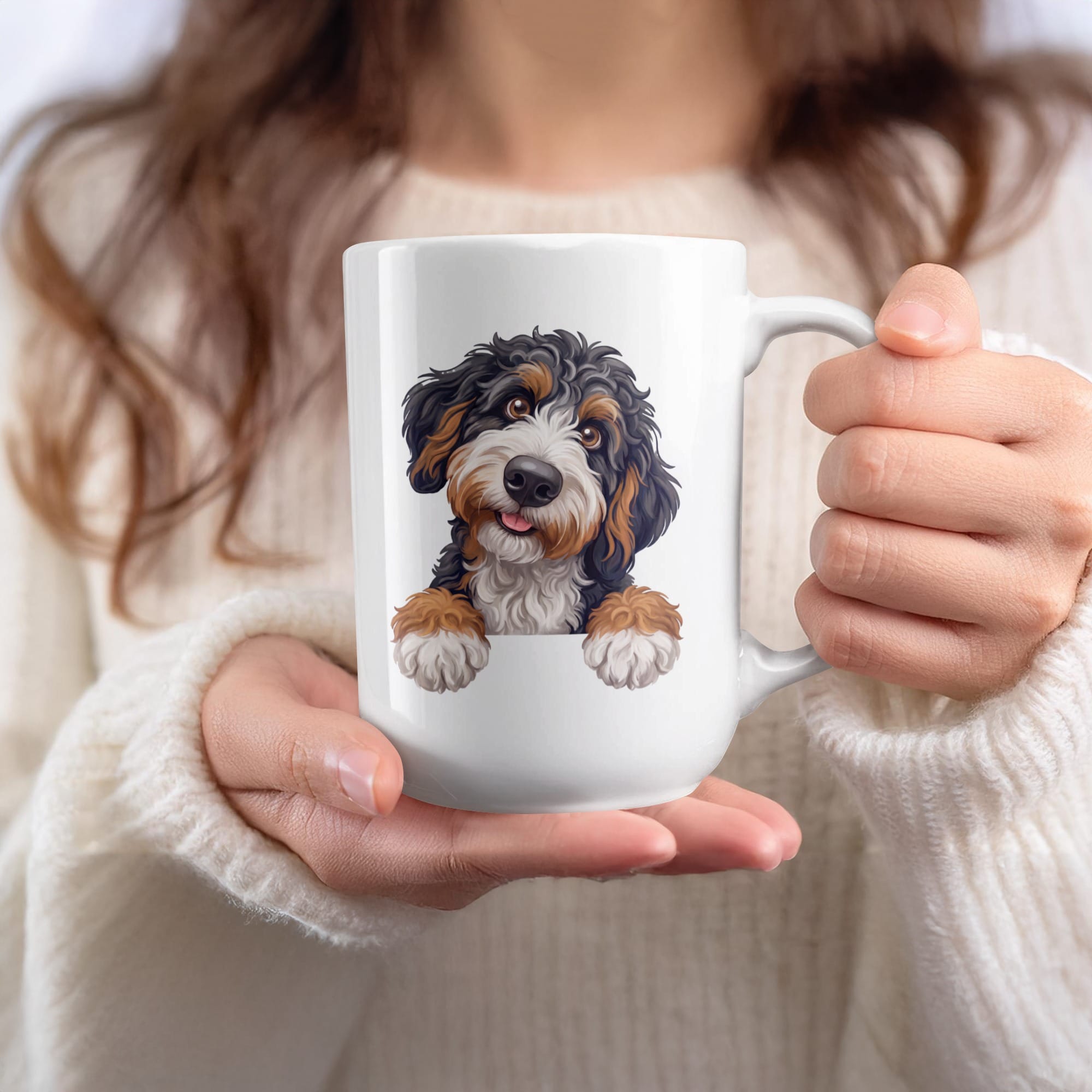 Curious Bernedoodle Mug in by MyDesigns