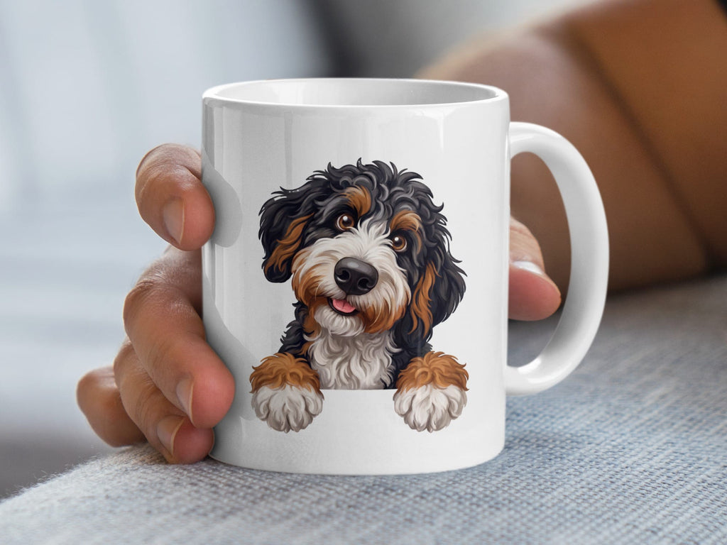 Curious Bernedoodle Mug in by MyDesigns