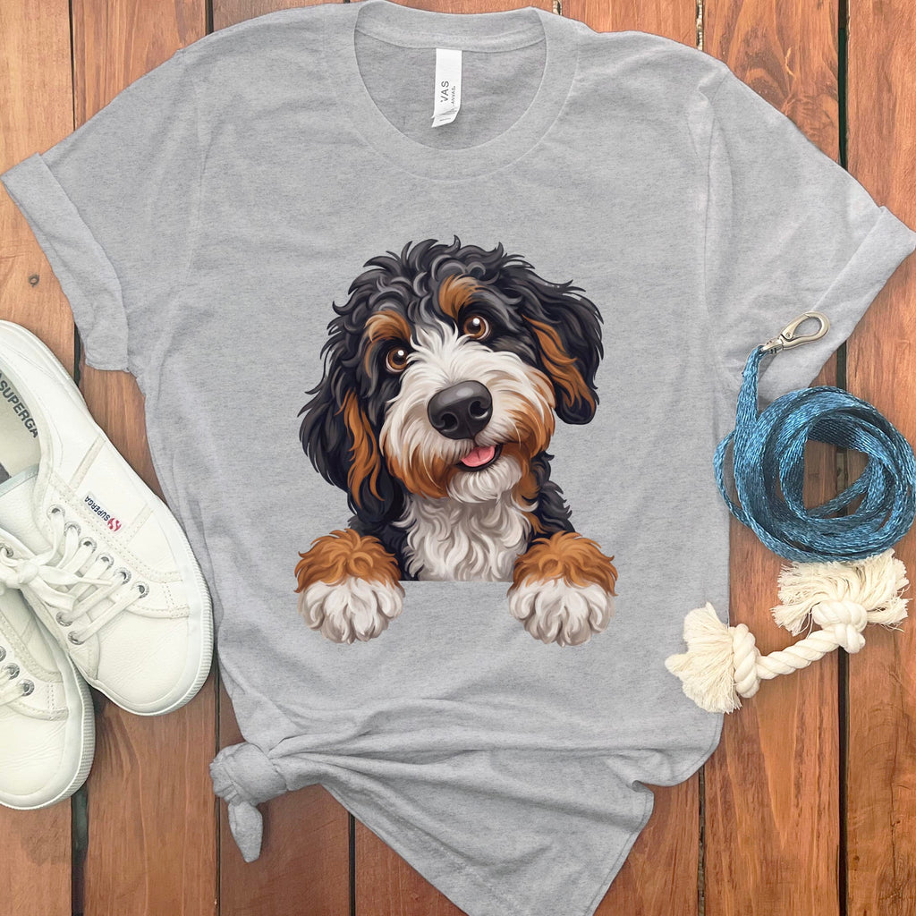 Curious Bernedoodle T-Shirt in Athletic Heather / S by Puppy Jo
