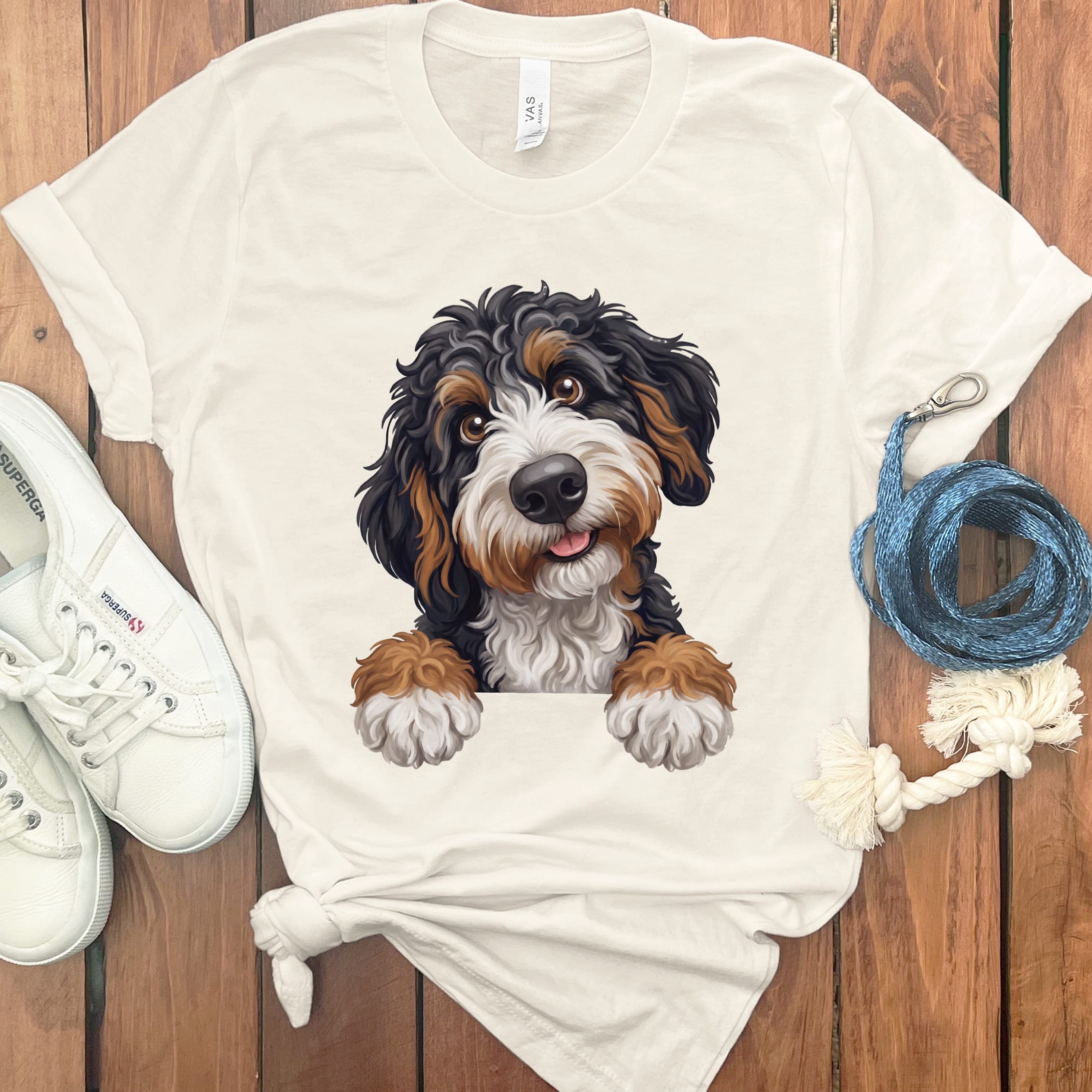 Curious Bernedoodle T-Shirt in Natural / S by Puppy Jo