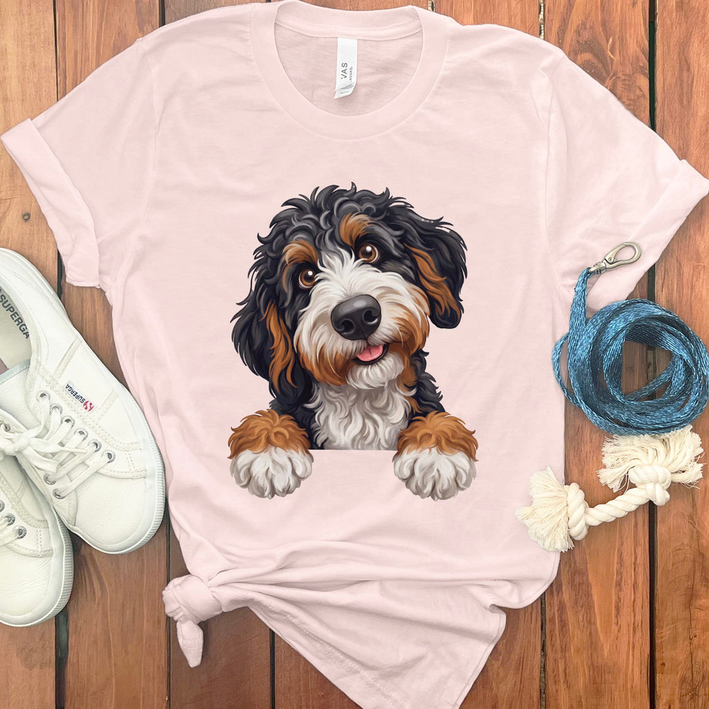 Curious Bernedoodle T-Shirt in Soft Pink / S by Puppy Jo