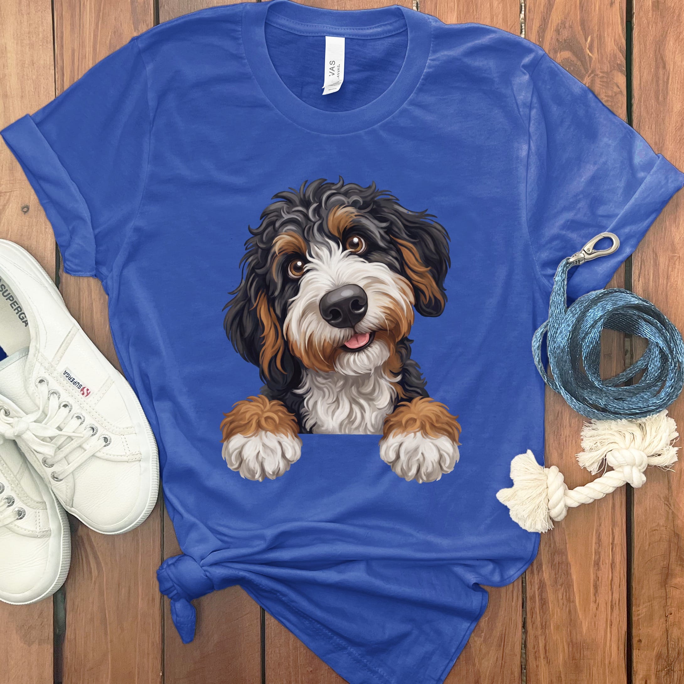 Curious Bernedoodle T-Shirt in True Royal / S by Puppy Jo