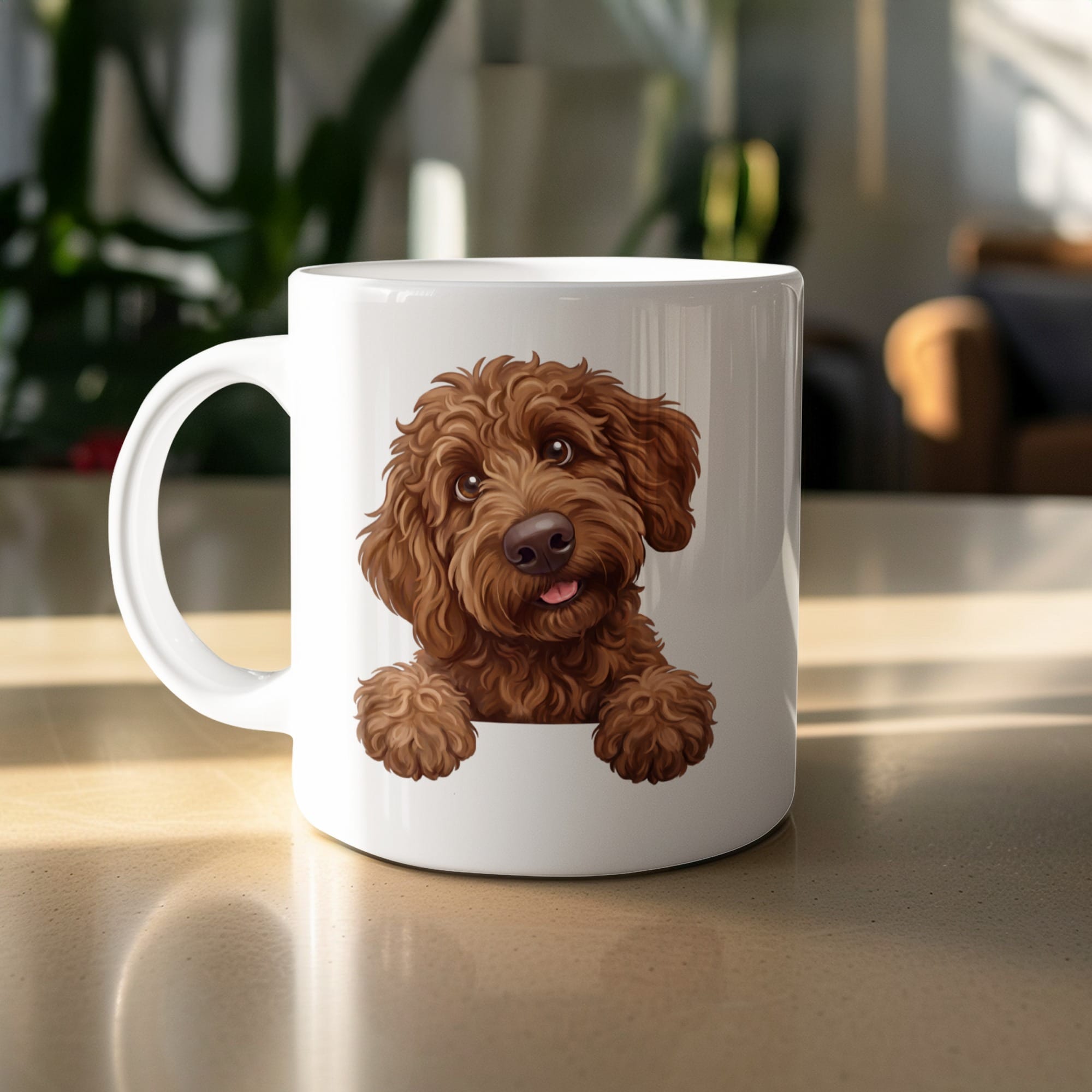 Curious Chocolate Goldendoodle Mug in 11oz by MyDesigns
