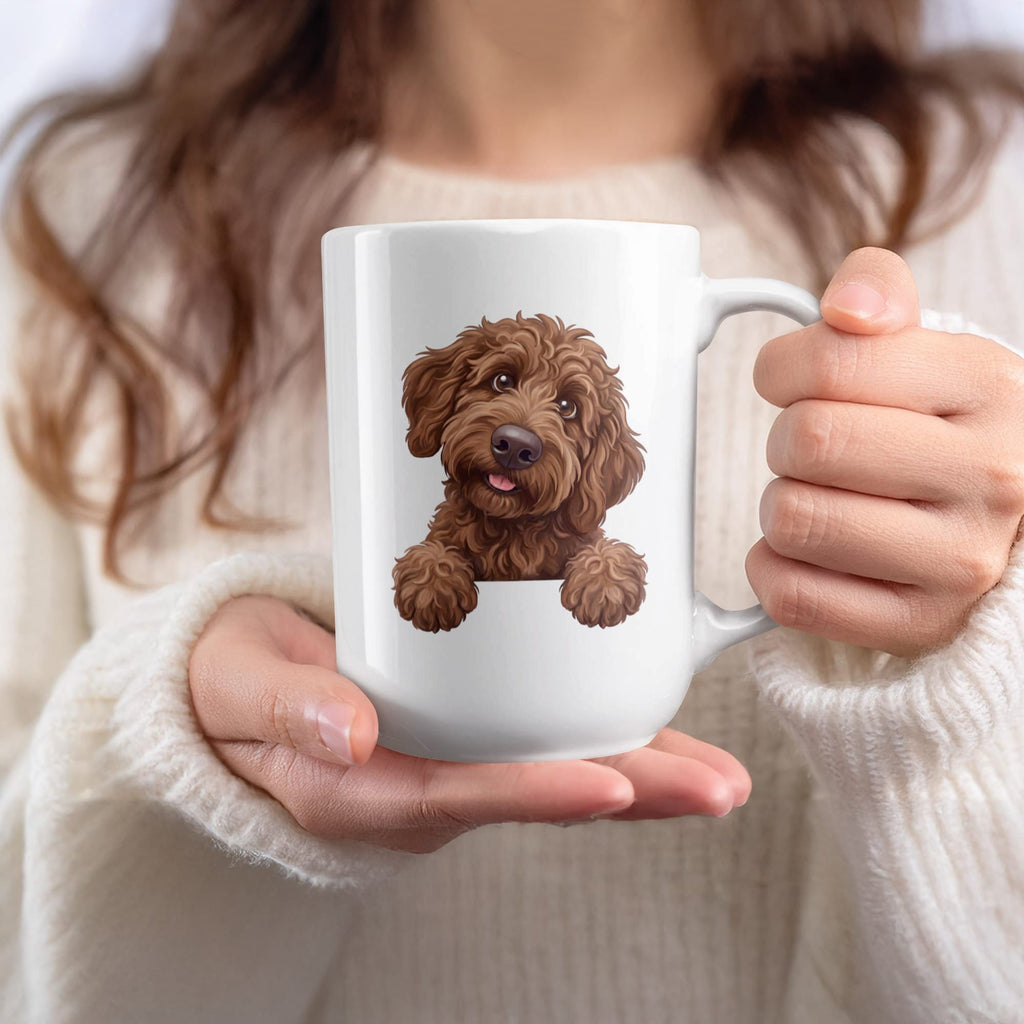 Curious Chocolate Goldendoodle Mug in by MyDesigns