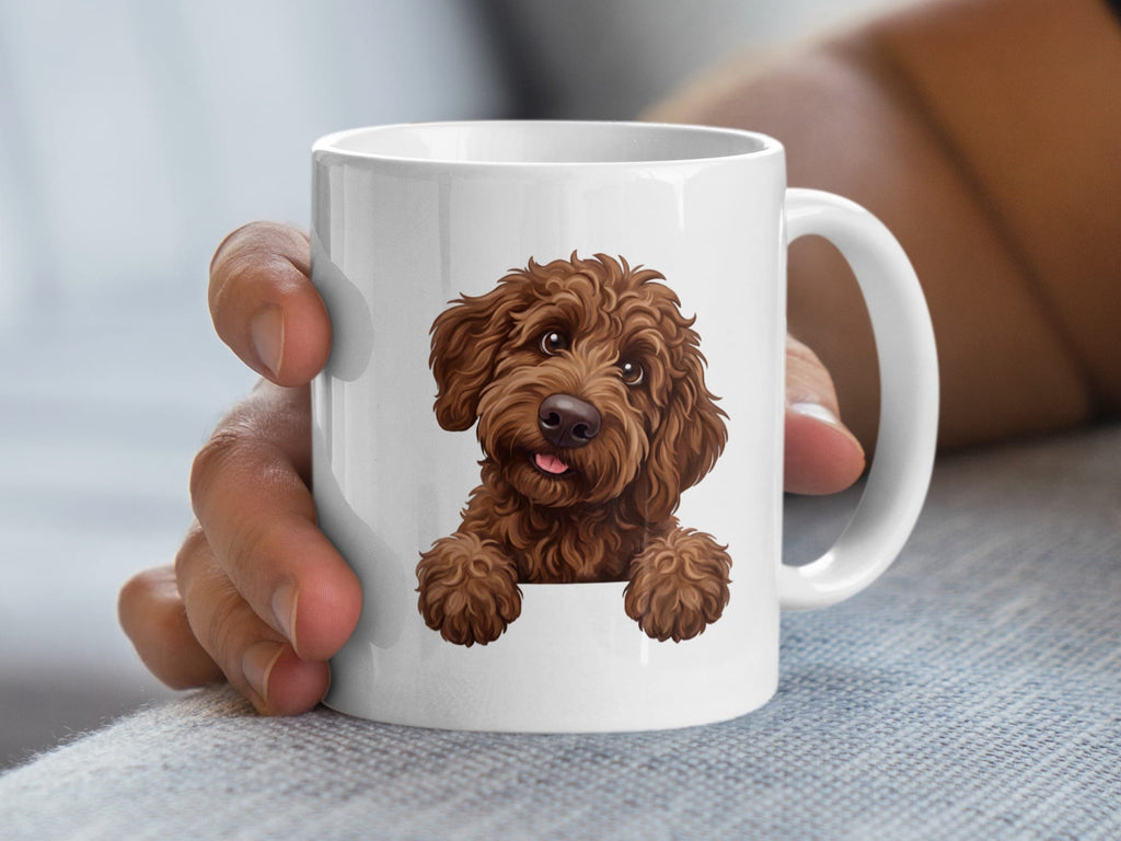 Curious Chocolate Goldendoodle Mug in by MyDesigns