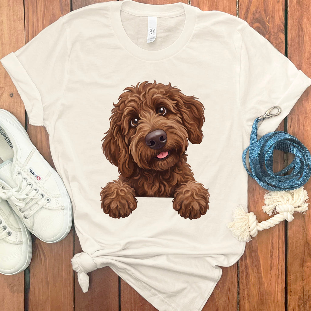 Curious Chocolate Goldendoodle T-Shirt in Natural / S by Puppy Jo