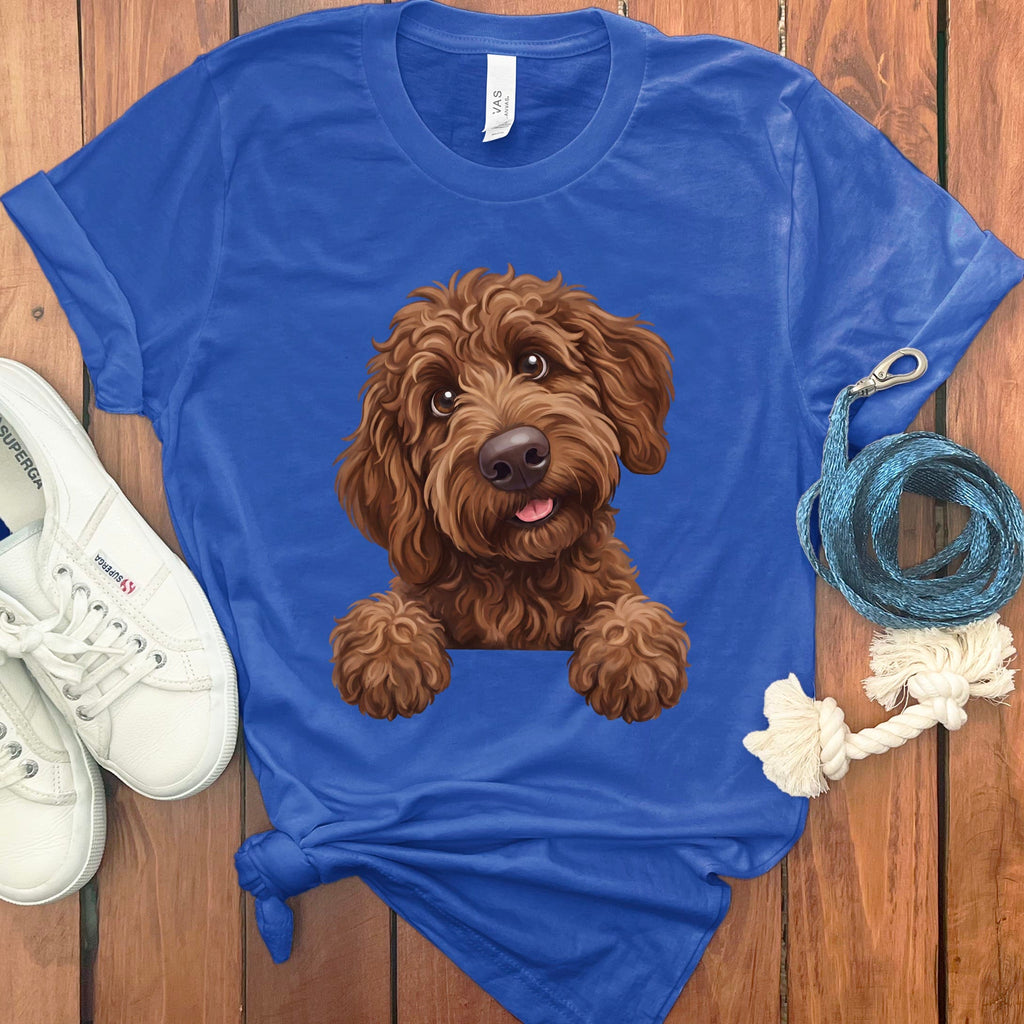 Curious Chocolate Goldendoodle T-Shirt in True Royal / S by Puppy Jo
