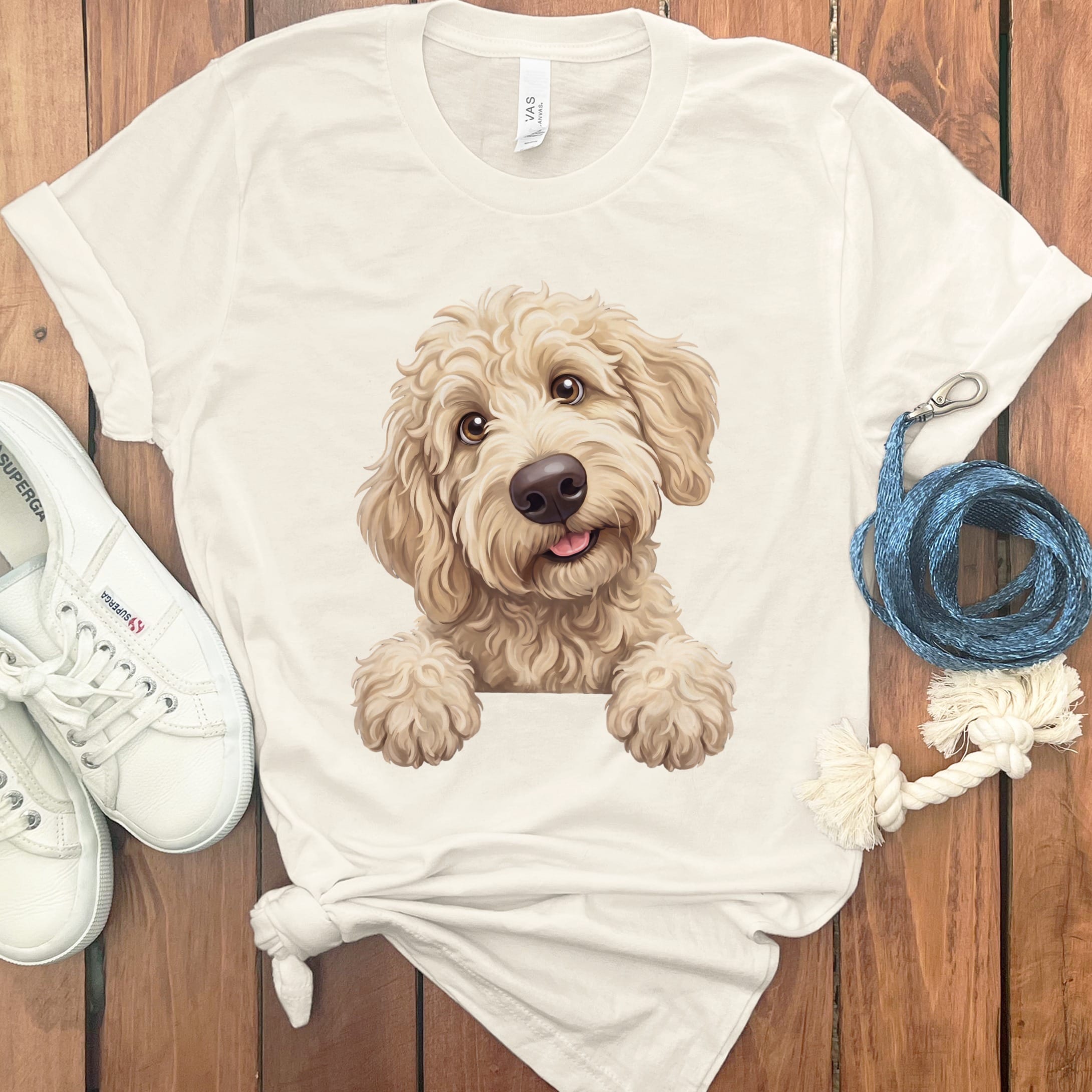 Curious Cream Goldendoodle T-Shirt in Natural / S by Puppy Jo
