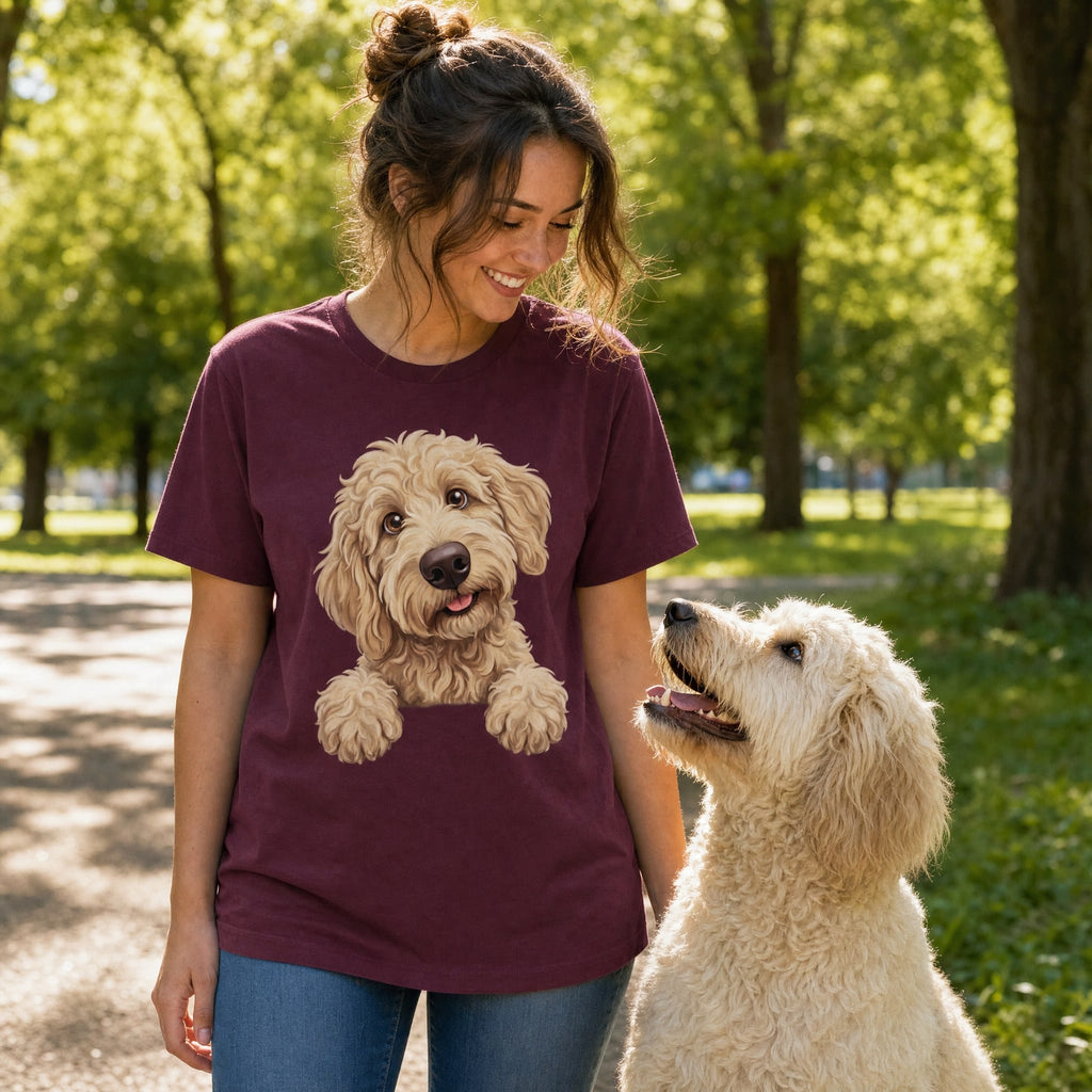 Curious Cream Goldendoodle T-Shirt in by Puppy Jo
