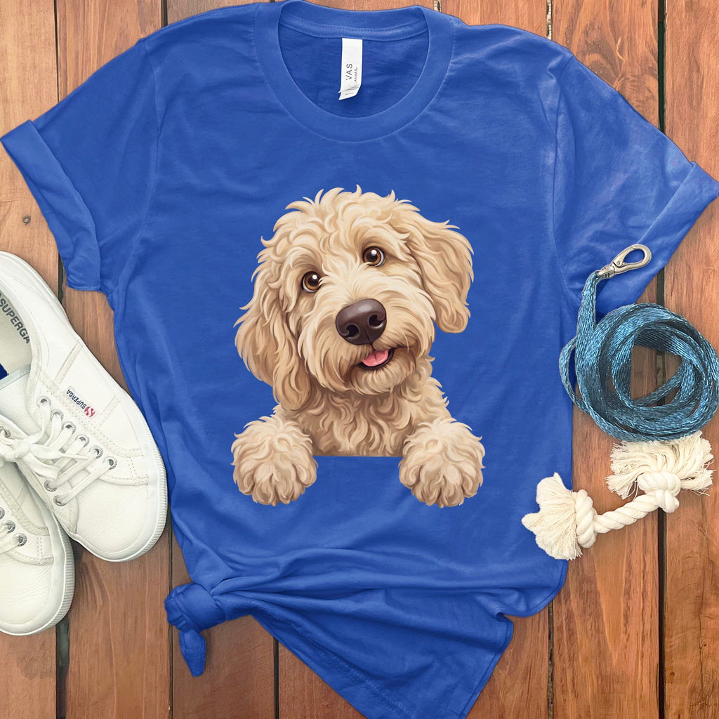 Curious Cream Goldendoodle T-Shirt in True Royal / S by Puppy Jo