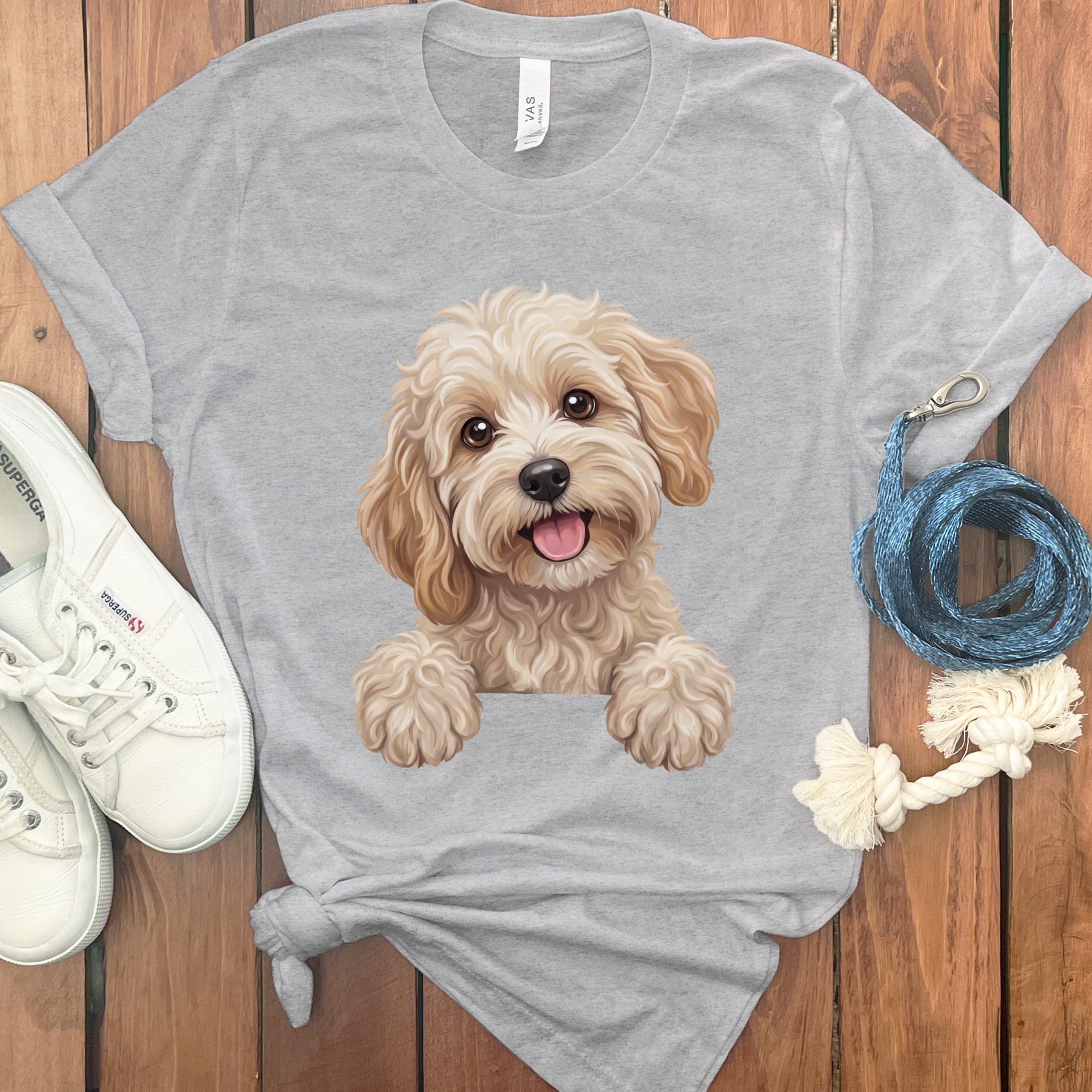 Curious Maltipoo T-Shirt in Athletic Heather / S by Puppy Jo