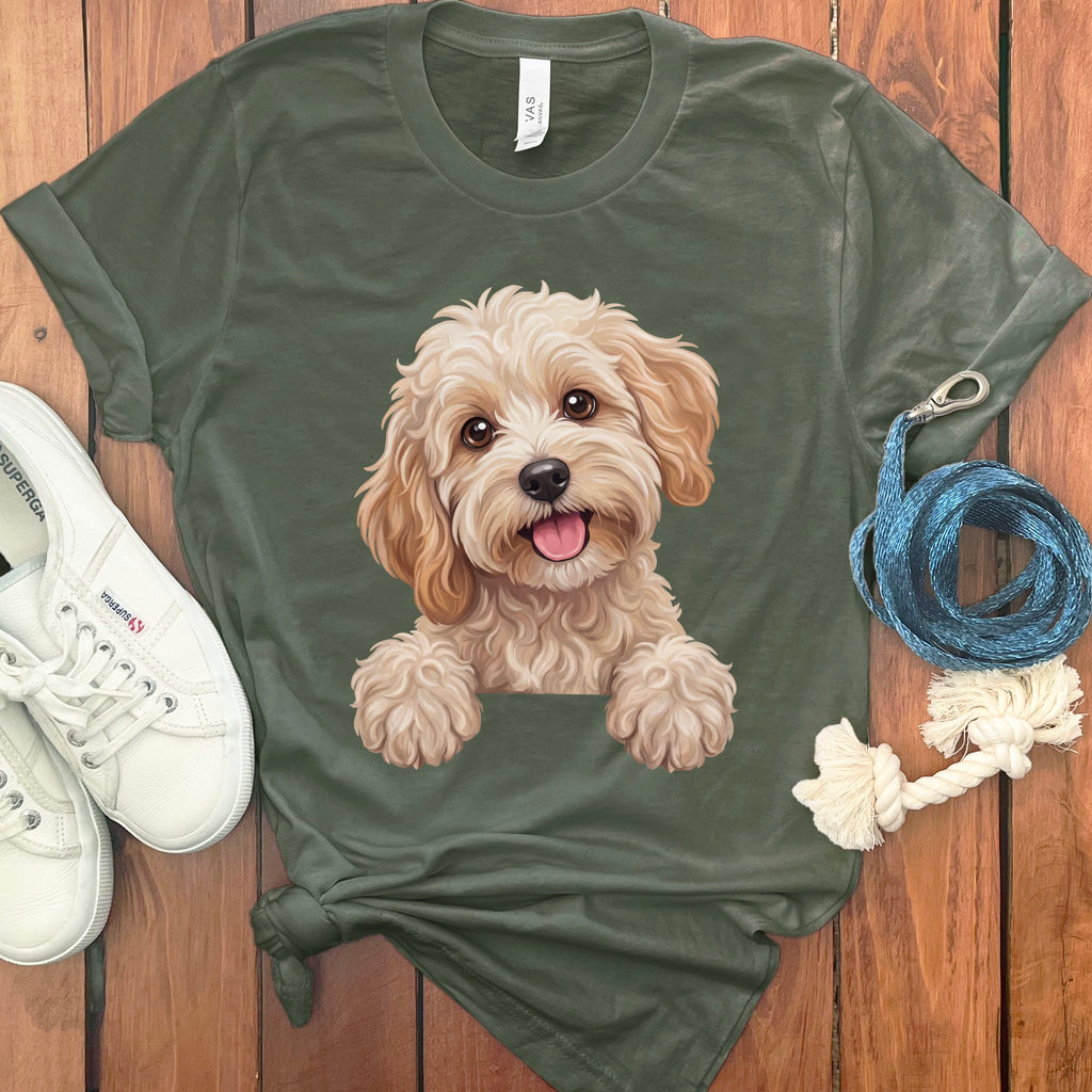 Curious Maltipoo T-Shirt in Military Green / S by Puppy Jo