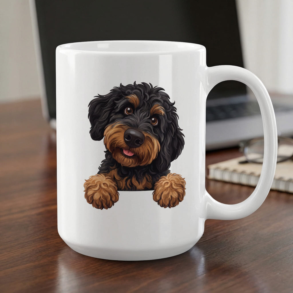 Curious Phantom Goldendoodle T-Shirt in 15oz by MyDesigns
