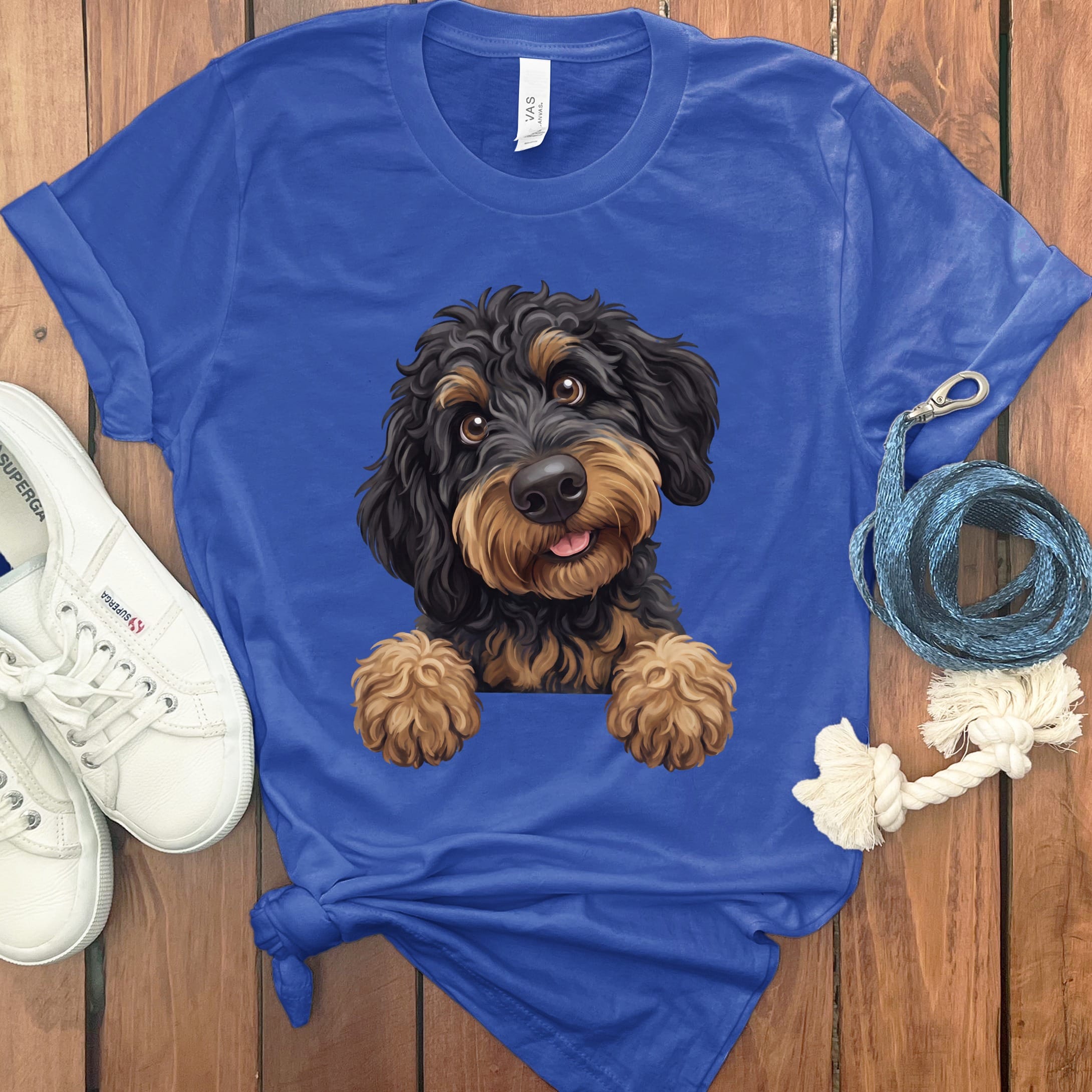 Curious Phantom Goldendoodle T-Shirt in True Royal / S by Puppy Jo