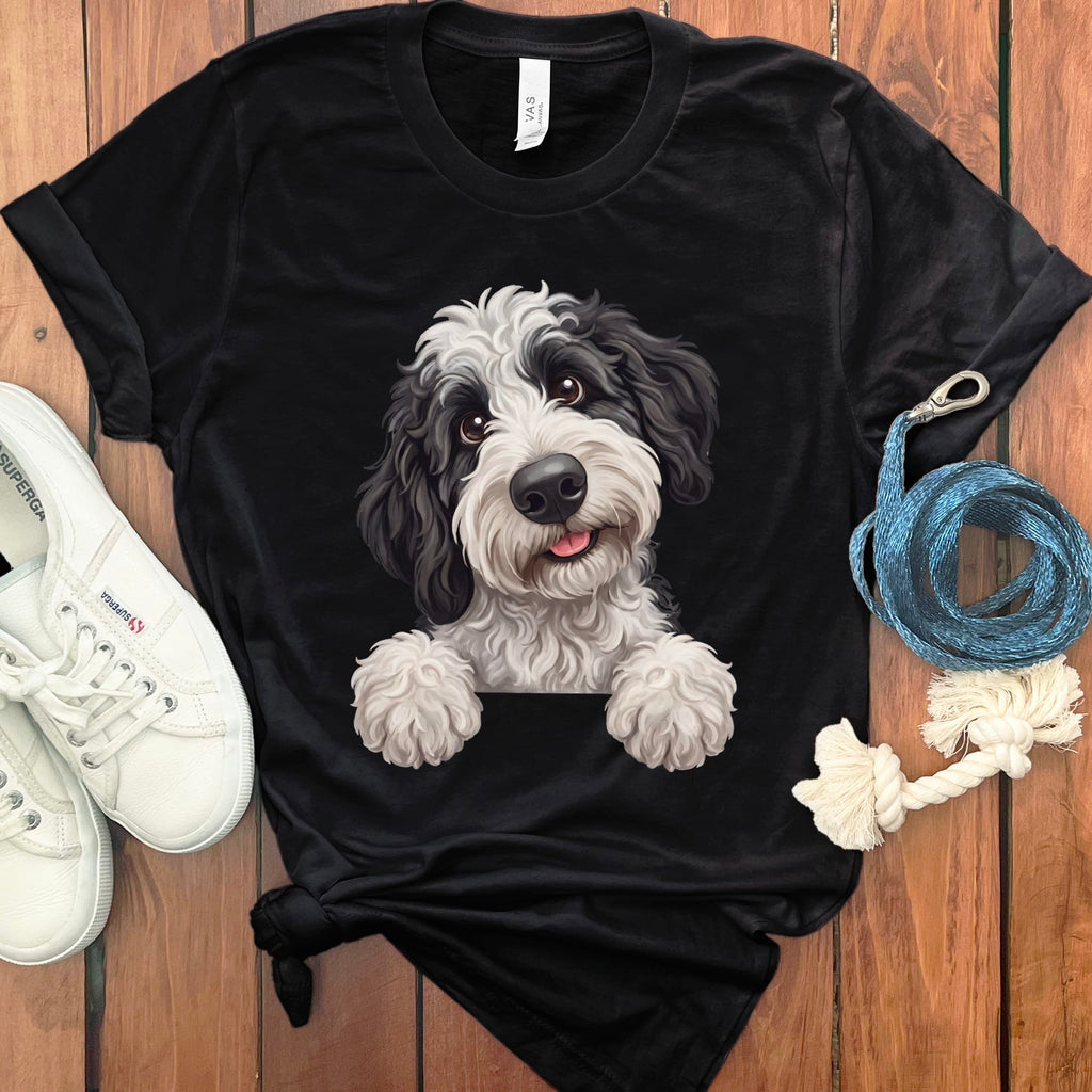 Curious Sheepadoodle T-Shirt in Black / S by Puppy Jo