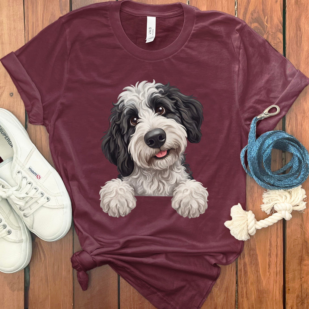 Curious Sheepadoodle T-Shirt in Maroon / S by Puppy Jo