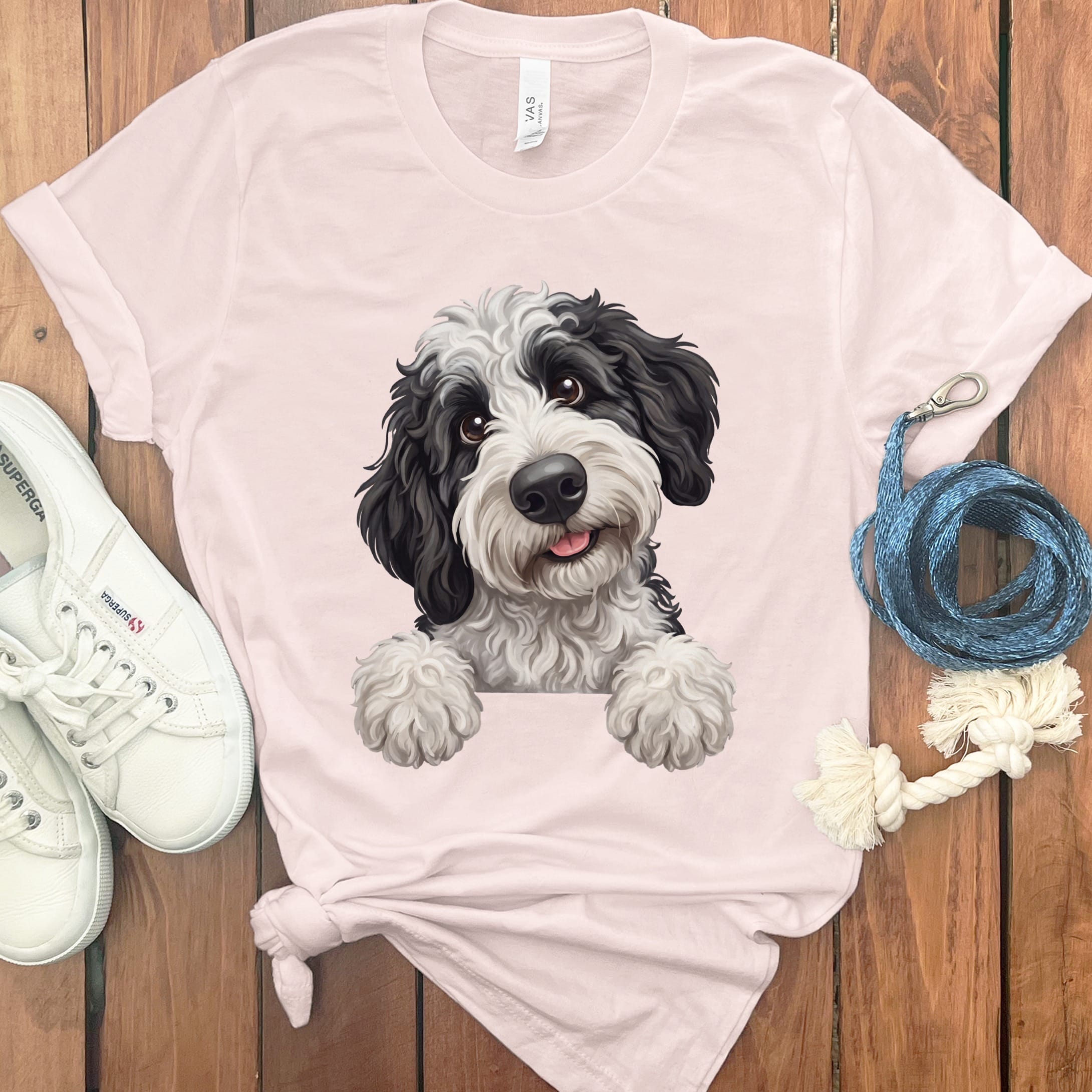Curious Sheepadoodle T-Shirt in Soft Pink / S by Puppy Jo