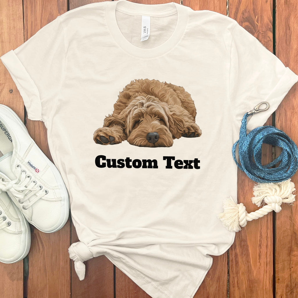 Custom Apricot Sleeping Doodle T-Shirt in Natural / S by Puppy Jo