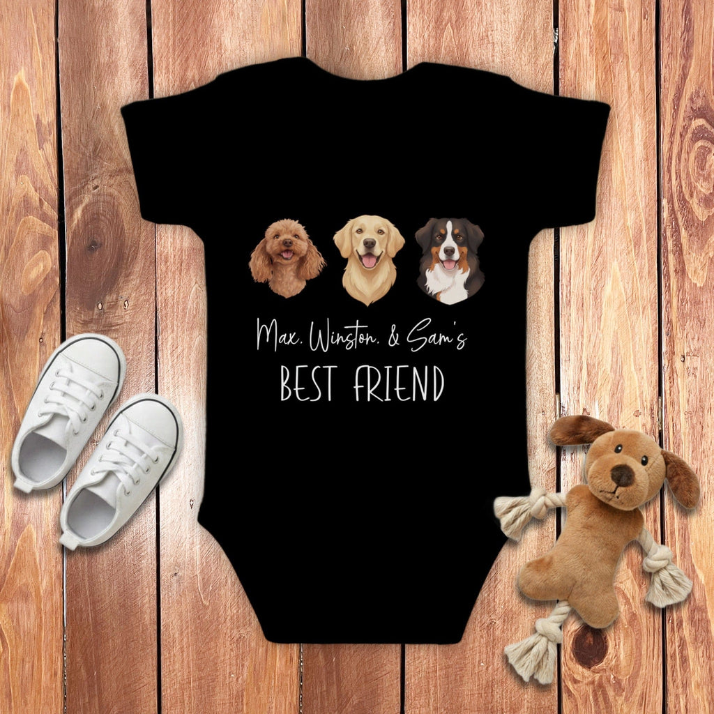 Custom Baby Best Friends Bodysuit in Black / NB (0-3M) by Puppy Jo