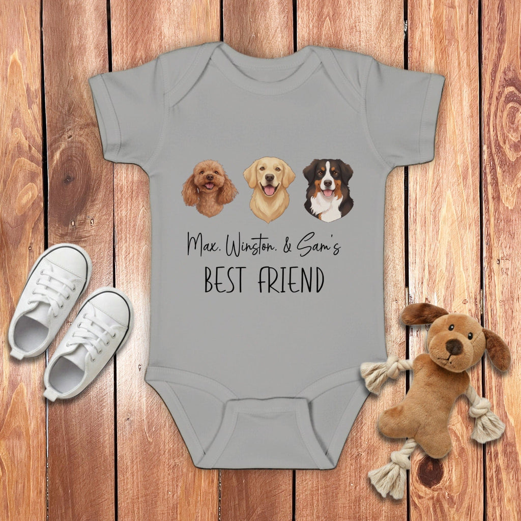 Custom Baby Best Friends Bodysuit in Heather / NB (0-3M) by Puppy Jo