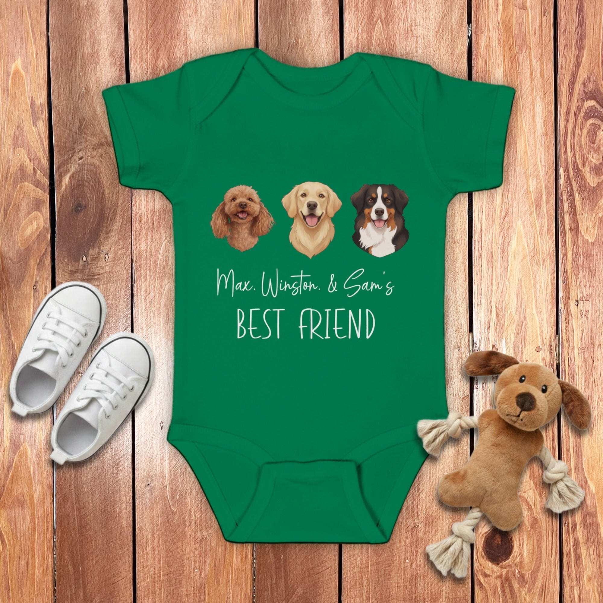 Custom Baby Best Friends Bodysuit in Kelly / NB (0-3M) by Puppy Jo