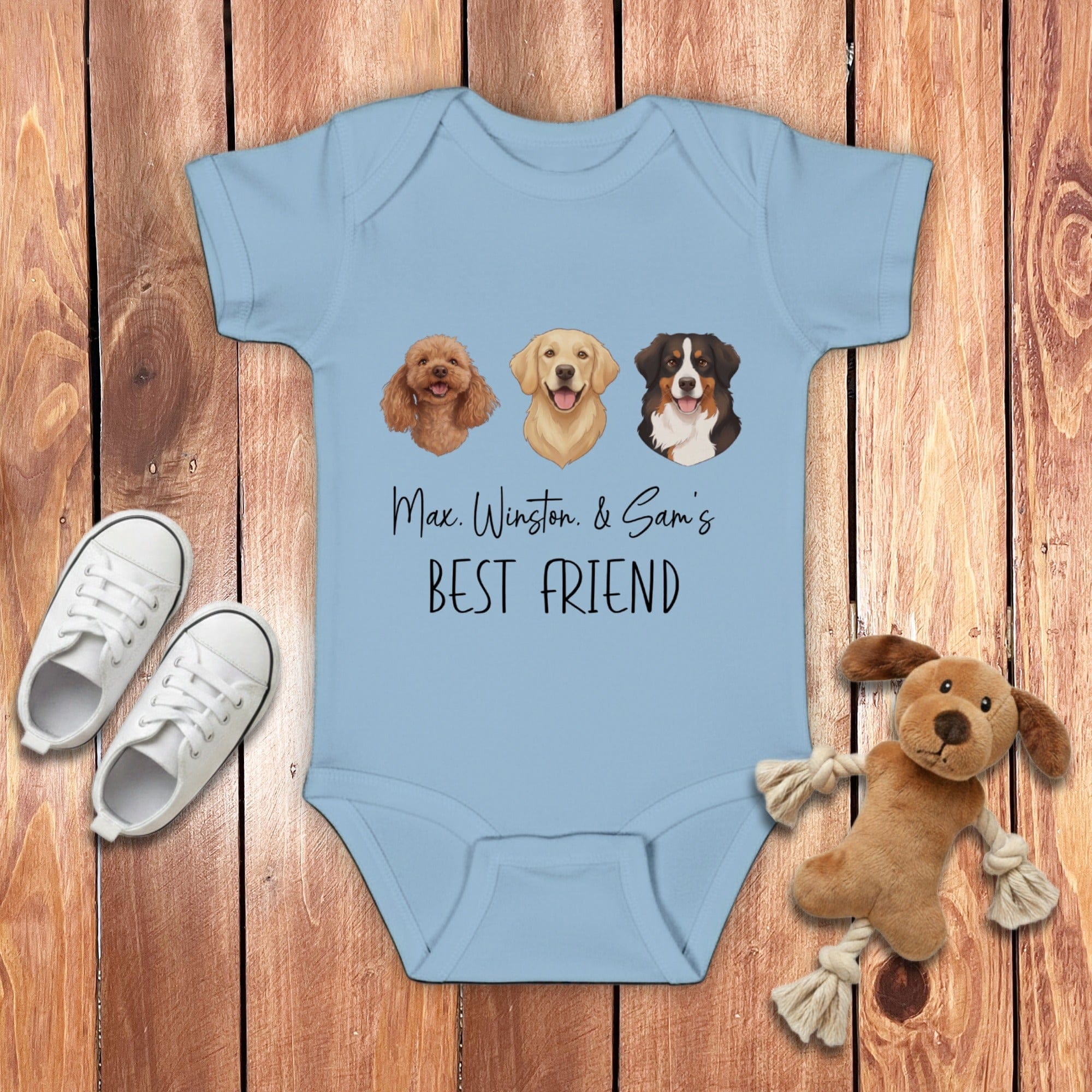 Custom Baby Best Friends Bodysuit in Light Blue / NB (0-3M) by Puppy Jo