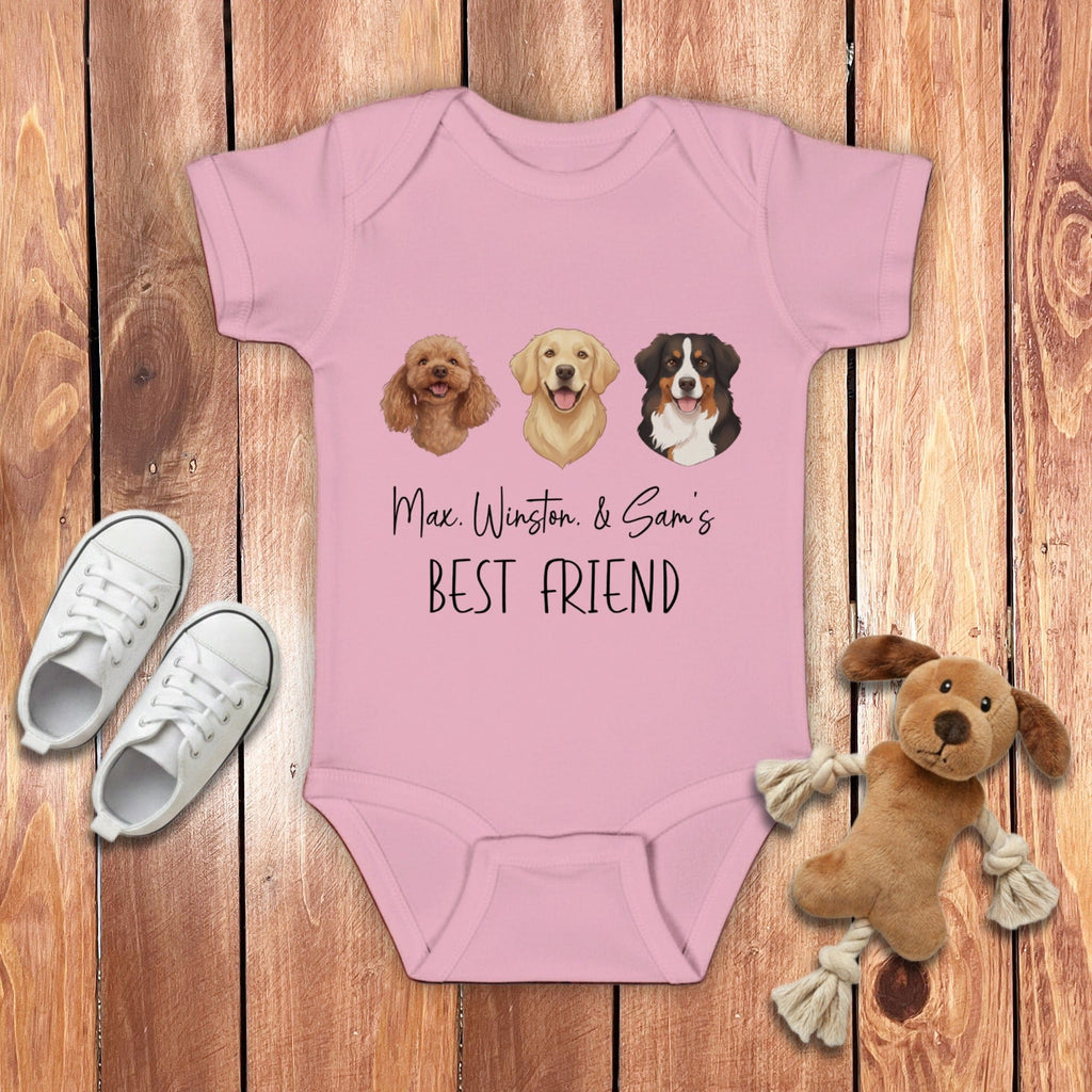 Custom Baby Best Friends Bodysuit in Pink / NB (0-3M) by Puppy Jo