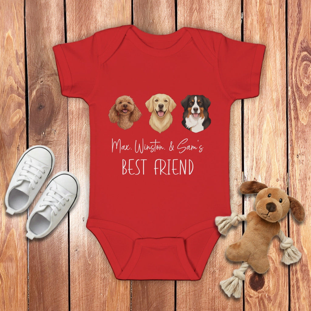 Custom Baby Best Friends Bodysuit in Red / NB (0-3M) by Puppy Jo