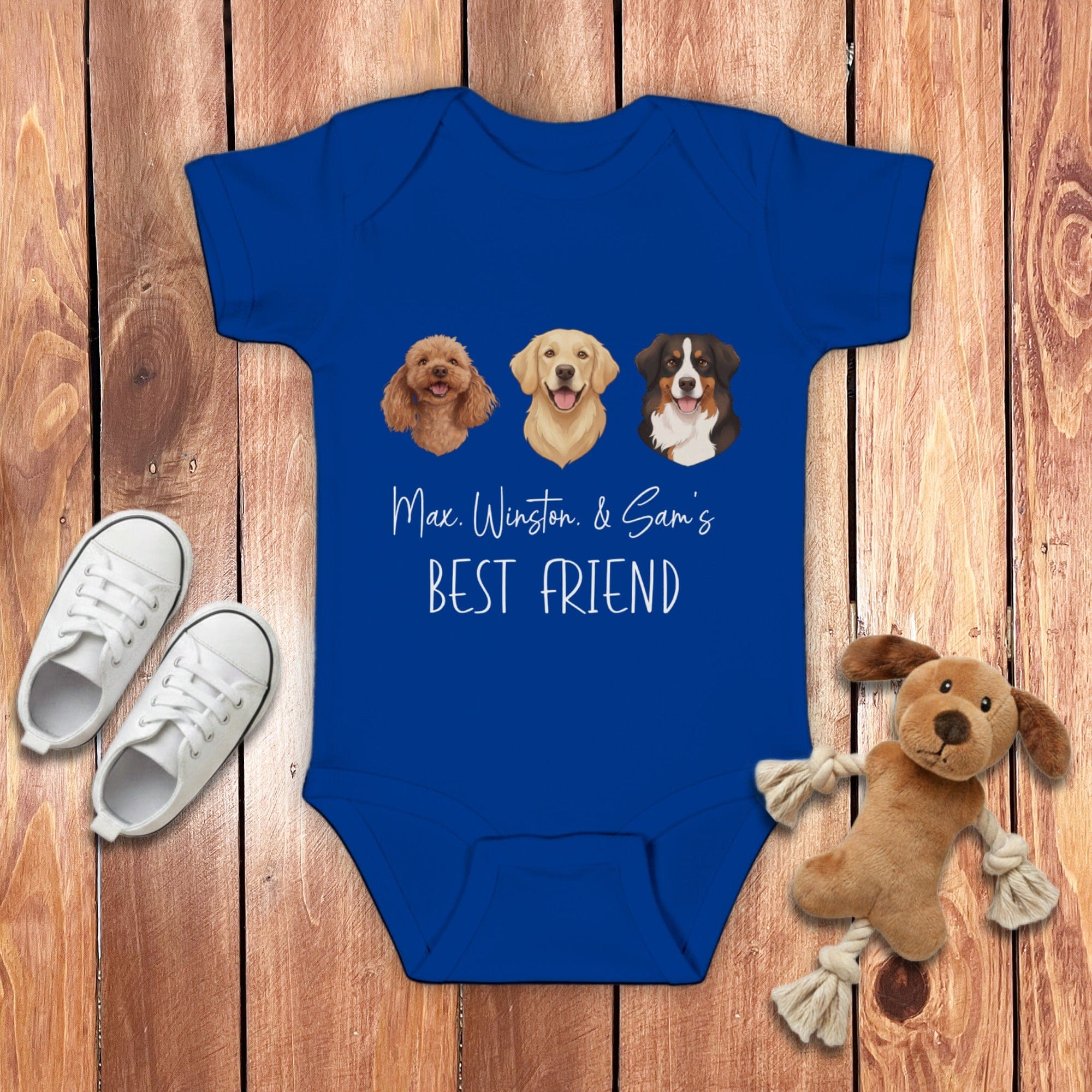Custom Baby Best Friends Bodysuit in Royal / NB (0-3M) by Puppy Jo