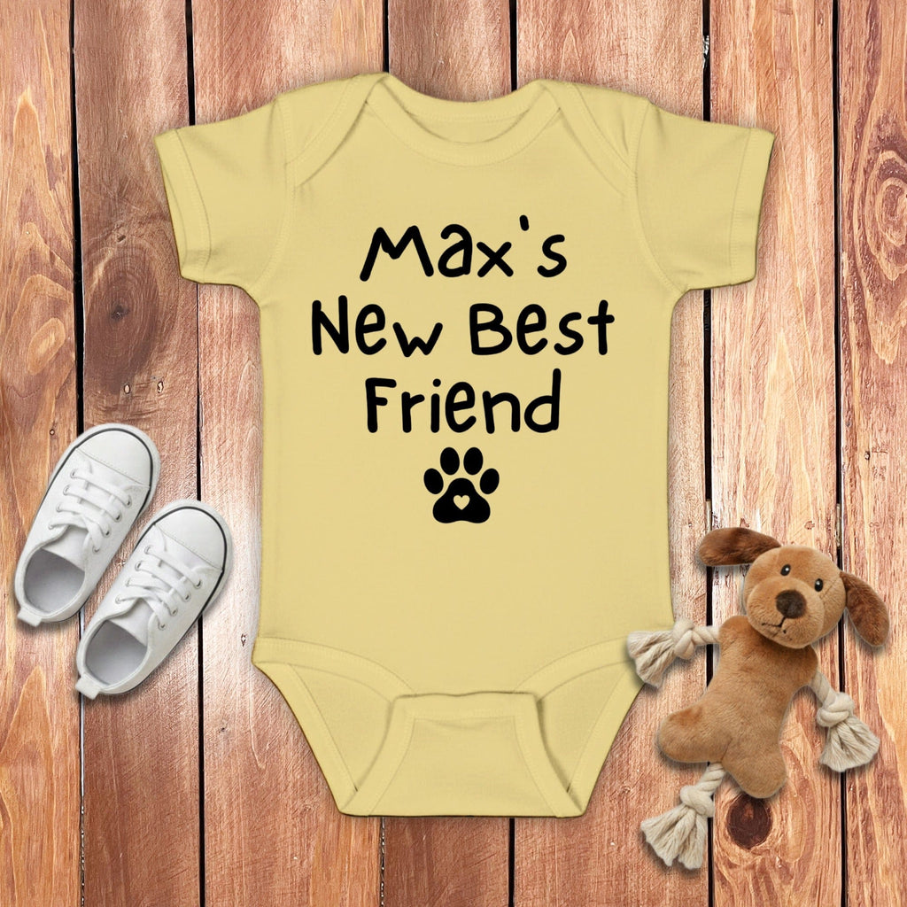 Custom Baby's Best Friend Bodysuit in Banana / 6M by Puppy Jo
