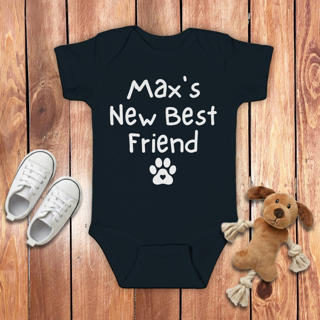 Custom Baby's Best Friend Bodysuit in Black / 6M by Puppy Jo