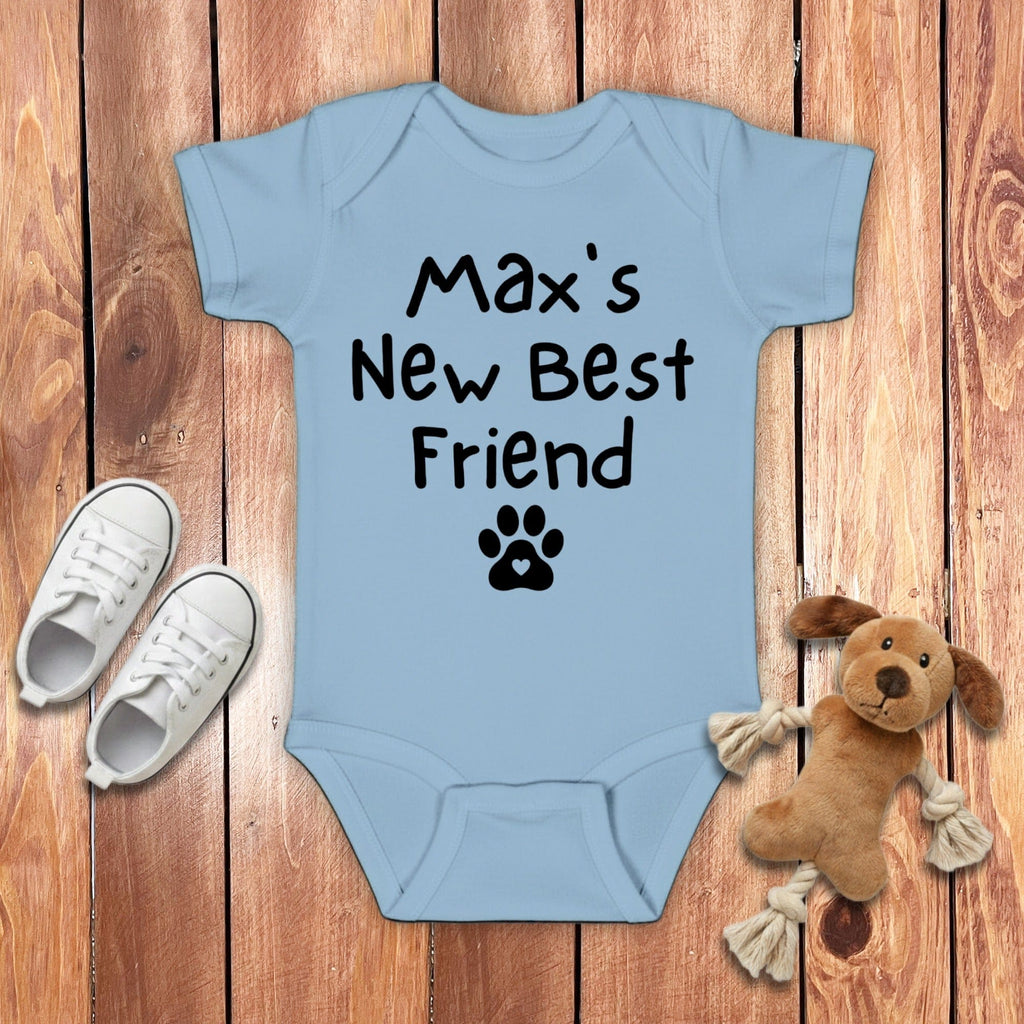 Custom Baby's Best Friend Bodysuit in Light Blue / 6M by Puppy Jo