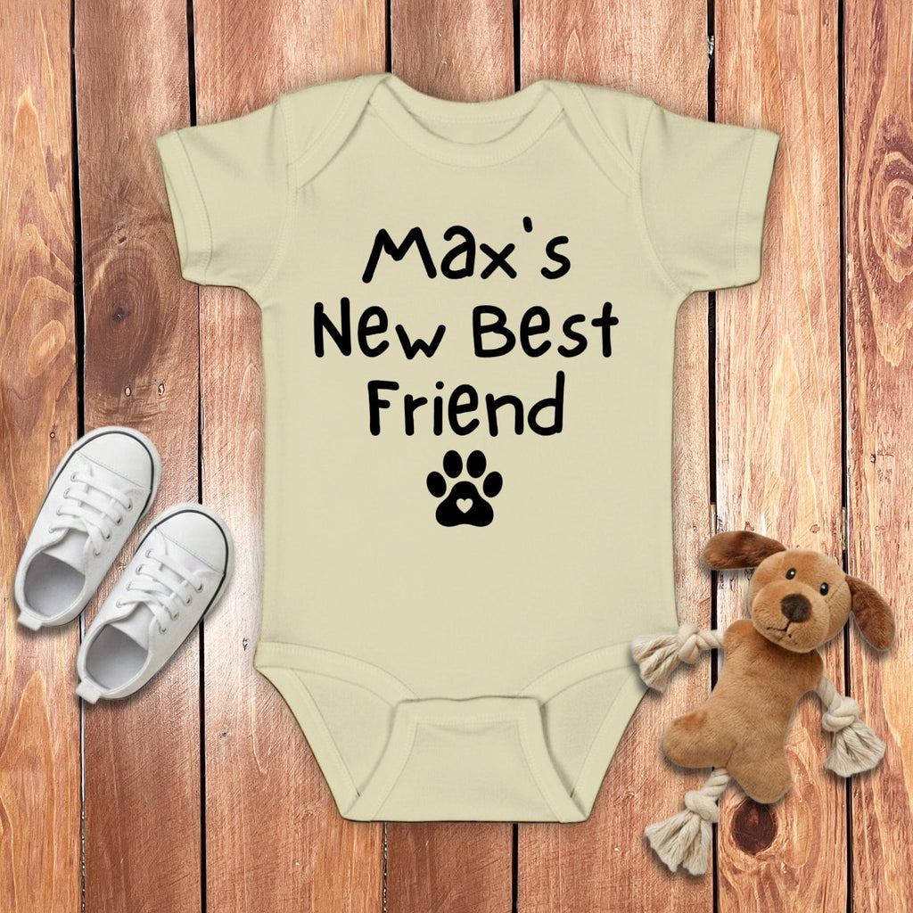 Custom Baby's Best Friend Bodysuit in Natural / 6M by Puppy Jo