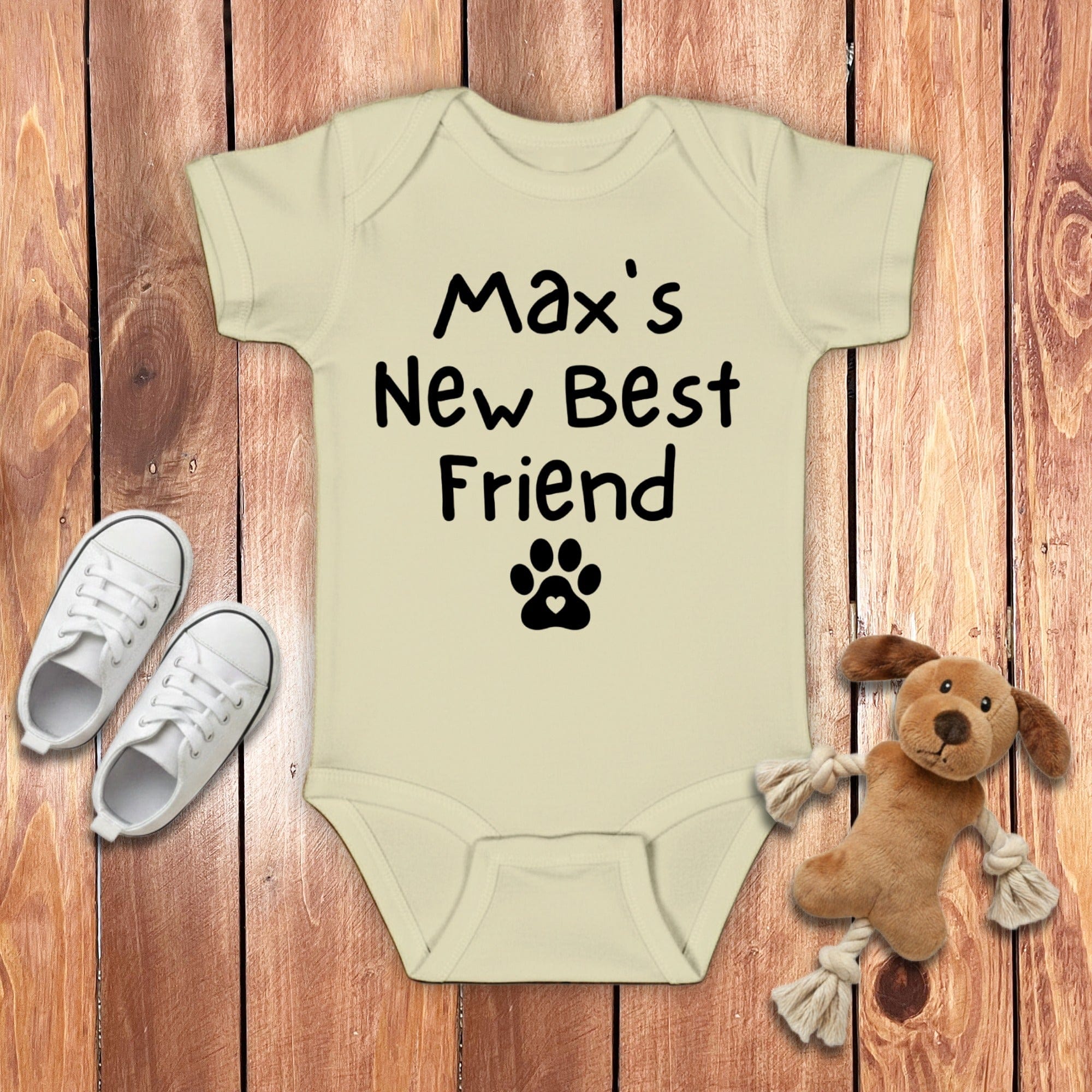 Custom Baby's Best Friend Bodysuit in Natural / 6M by Puppy Jo