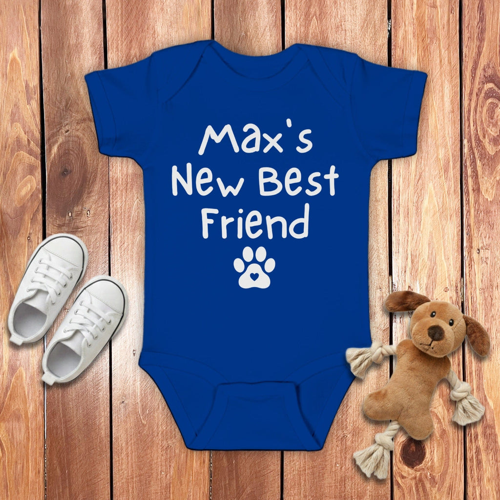 Custom Baby's Best Friend Bodysuit in Royal / 6M by Puppy Jo