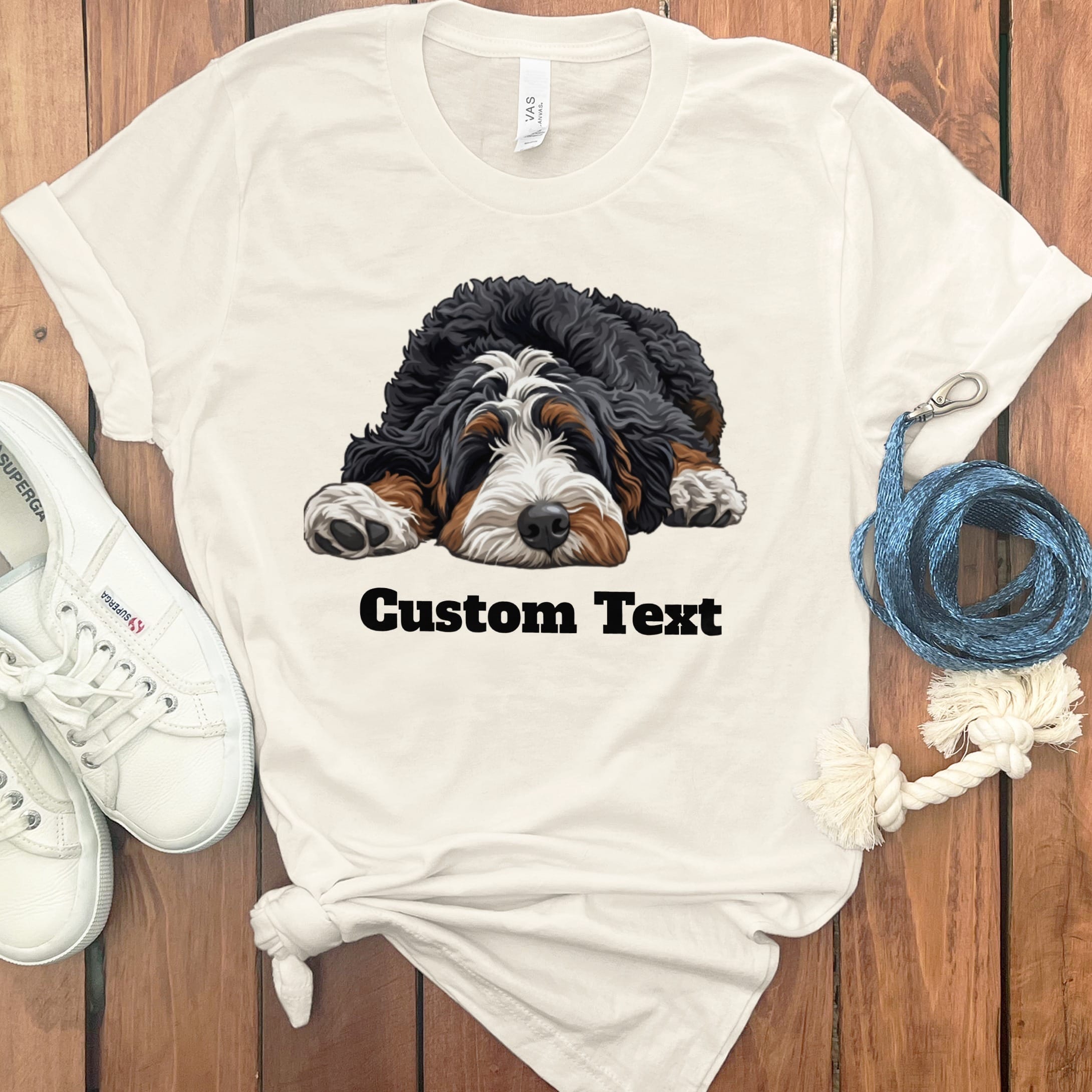 Custom Bernedoodle Sleeping T-Shirt in Natural / S by Puppy Jo