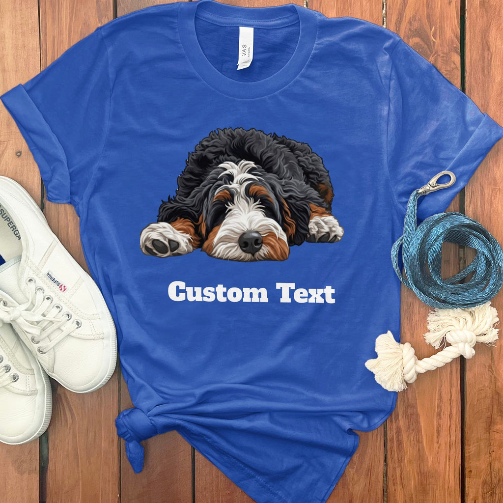 Custom Bernedoodle Sleeping T-Shirt in True Royal / S by Puppy Jo