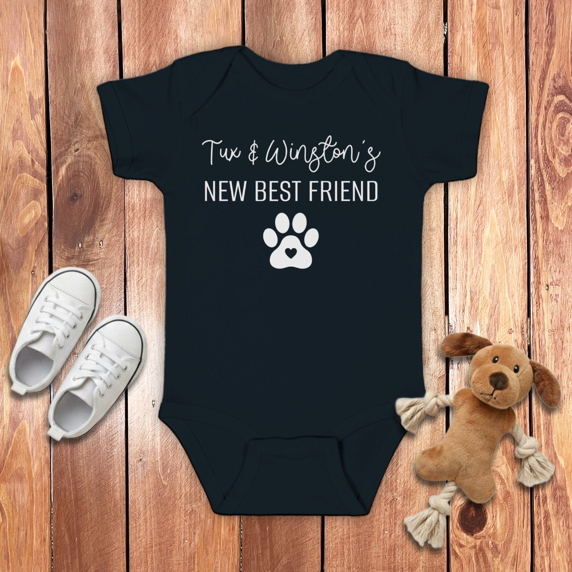 Custom Best Friend Bodysuit in Black / 6M by Puppy Jo