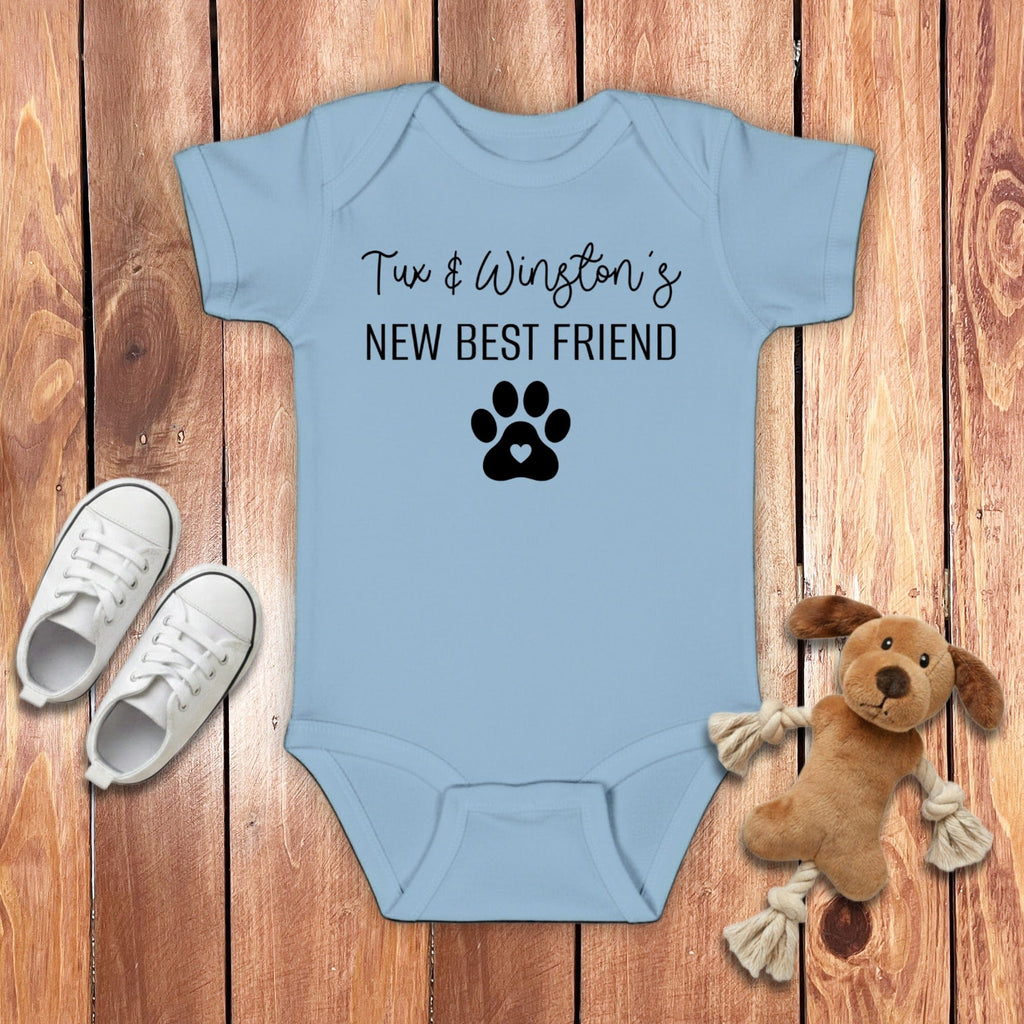 Custom Best Friend Bodysuit in Light Blue / 6M by Puppy Jo