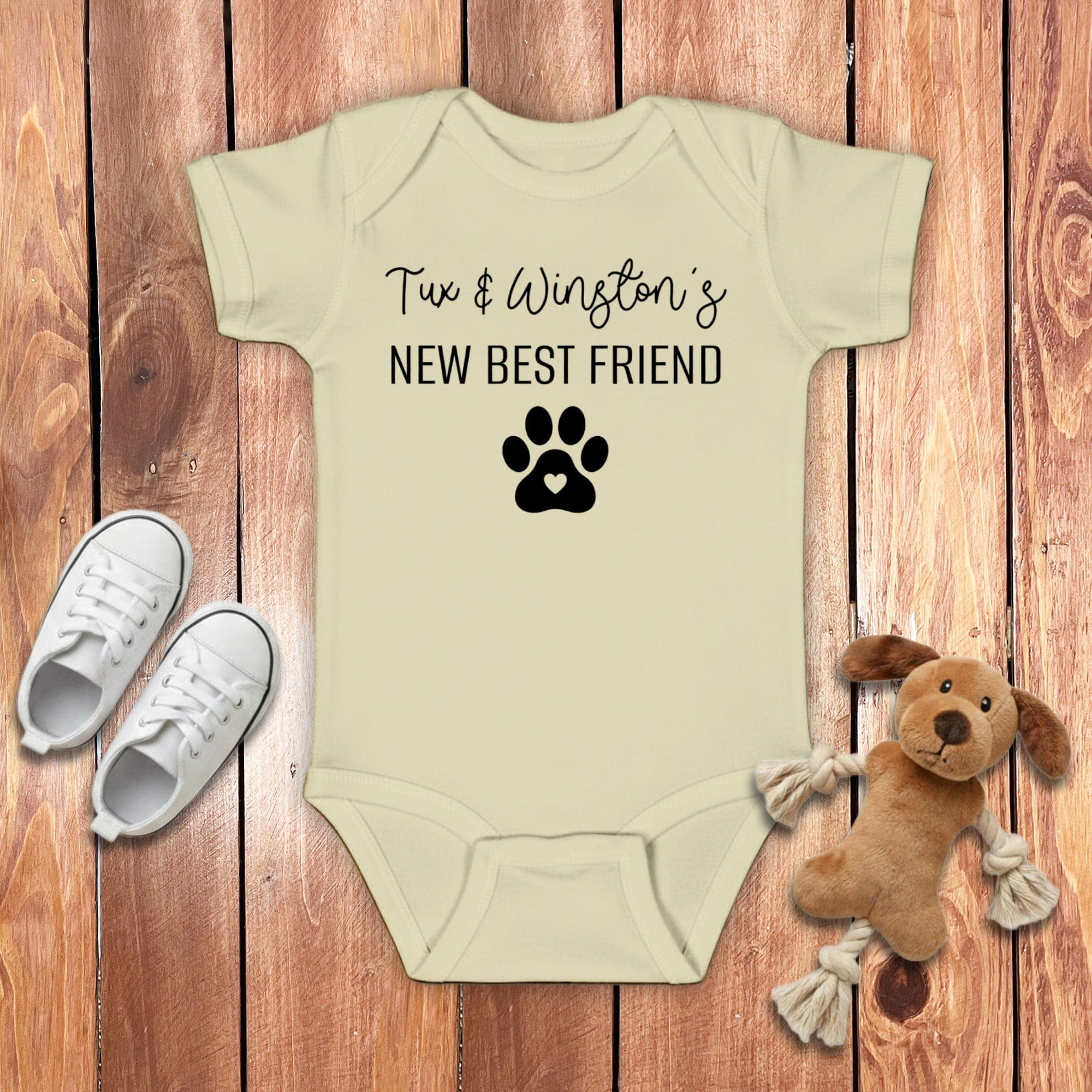 Custom Best Friend Bodysuit in Natural / 6M by Puppy Jo