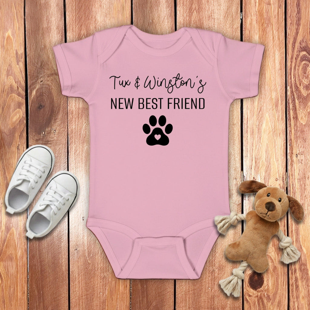 Custom Best Friend Bodysuit in Pink / 6M by Puppy Jo
