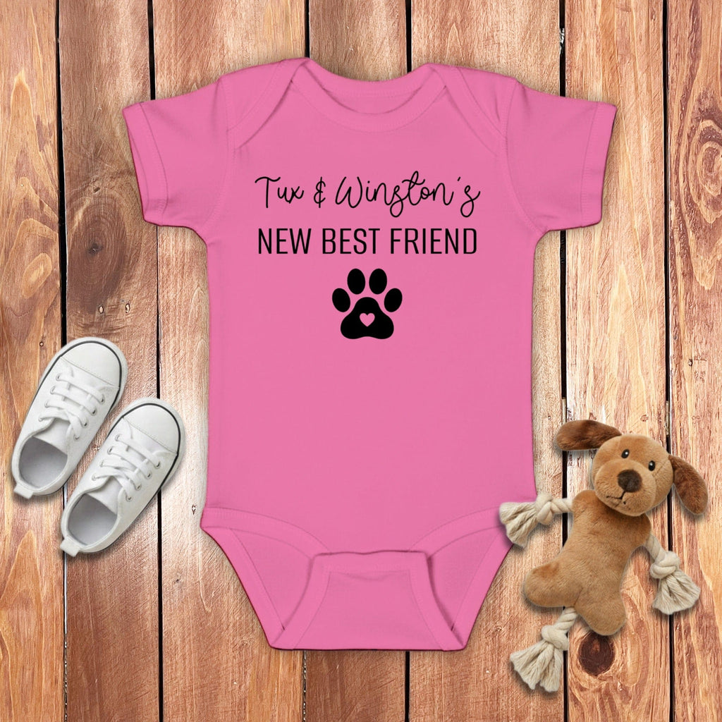 Custom Best Friend Bodysuit in Raspberry / 6M by Puppy Jo