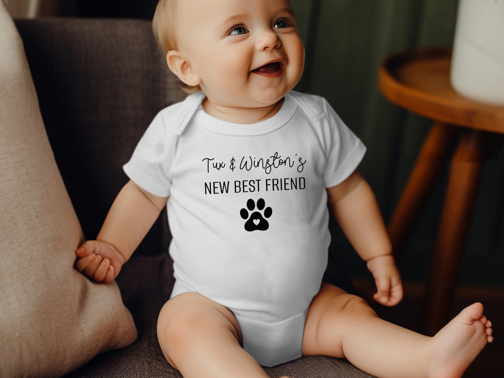 Custom Best Friend Bodysuit in White / 6M by Puppy Jo