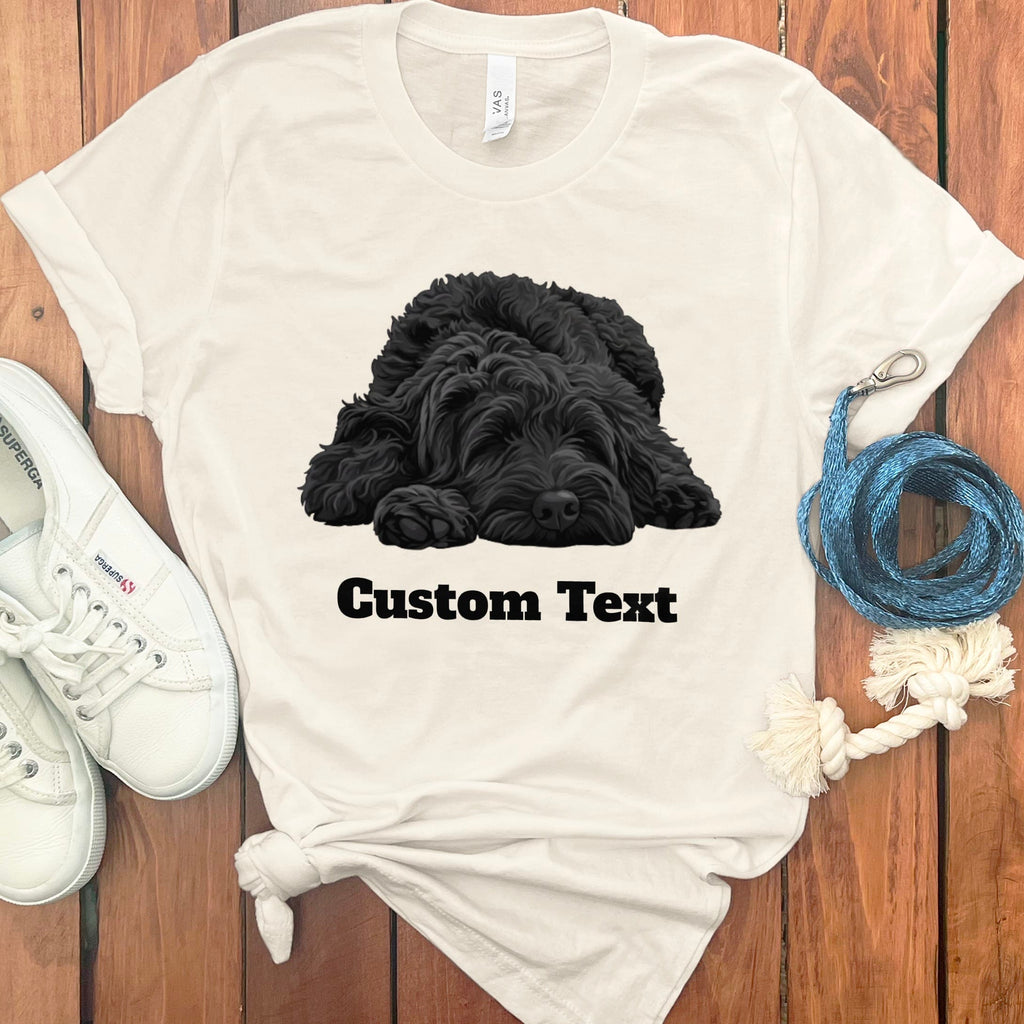 Custom Black Sleeping Doodle T-Shirt in Natural / S by Puppy Jo