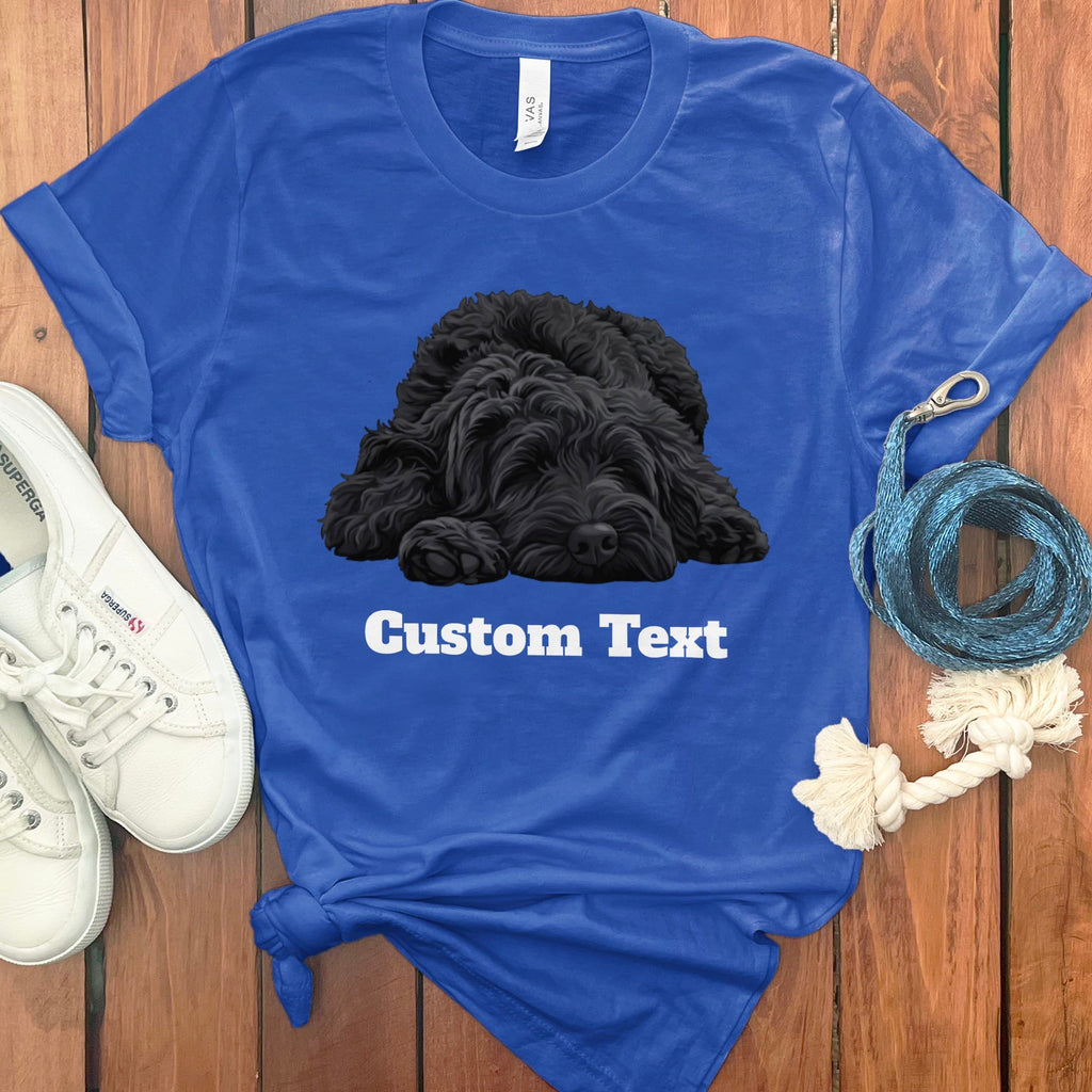 Custom Black Sleeping Doodle T-Shirt in True Royal / S by Puppy Jo