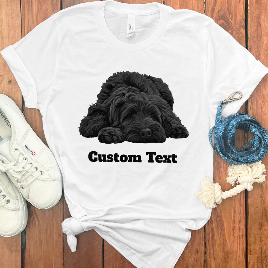 Custom Black Sleeping Doodle T-Shirt in White / S by Puppy Jo