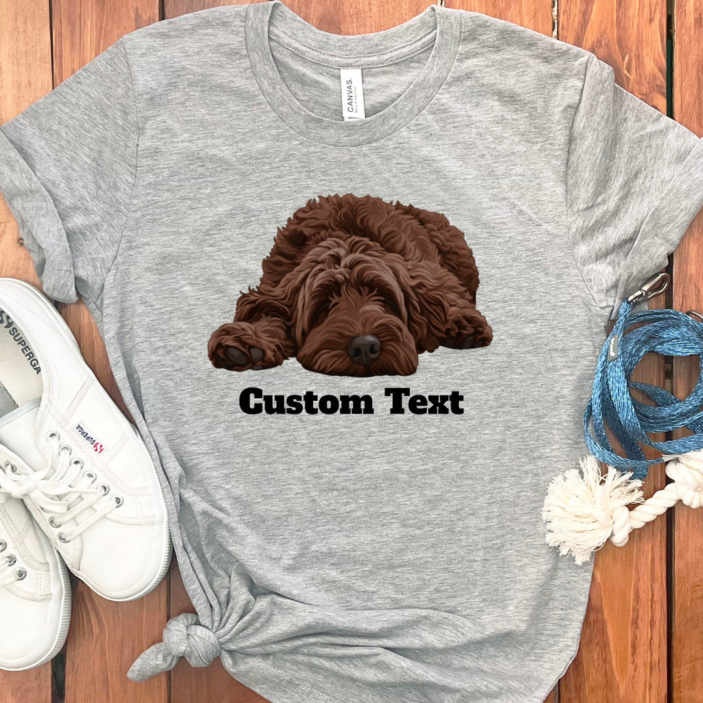 Custom Chocolate Sleeping Doodle T-Shirt in Athletic Heather / S by Puppy Jo