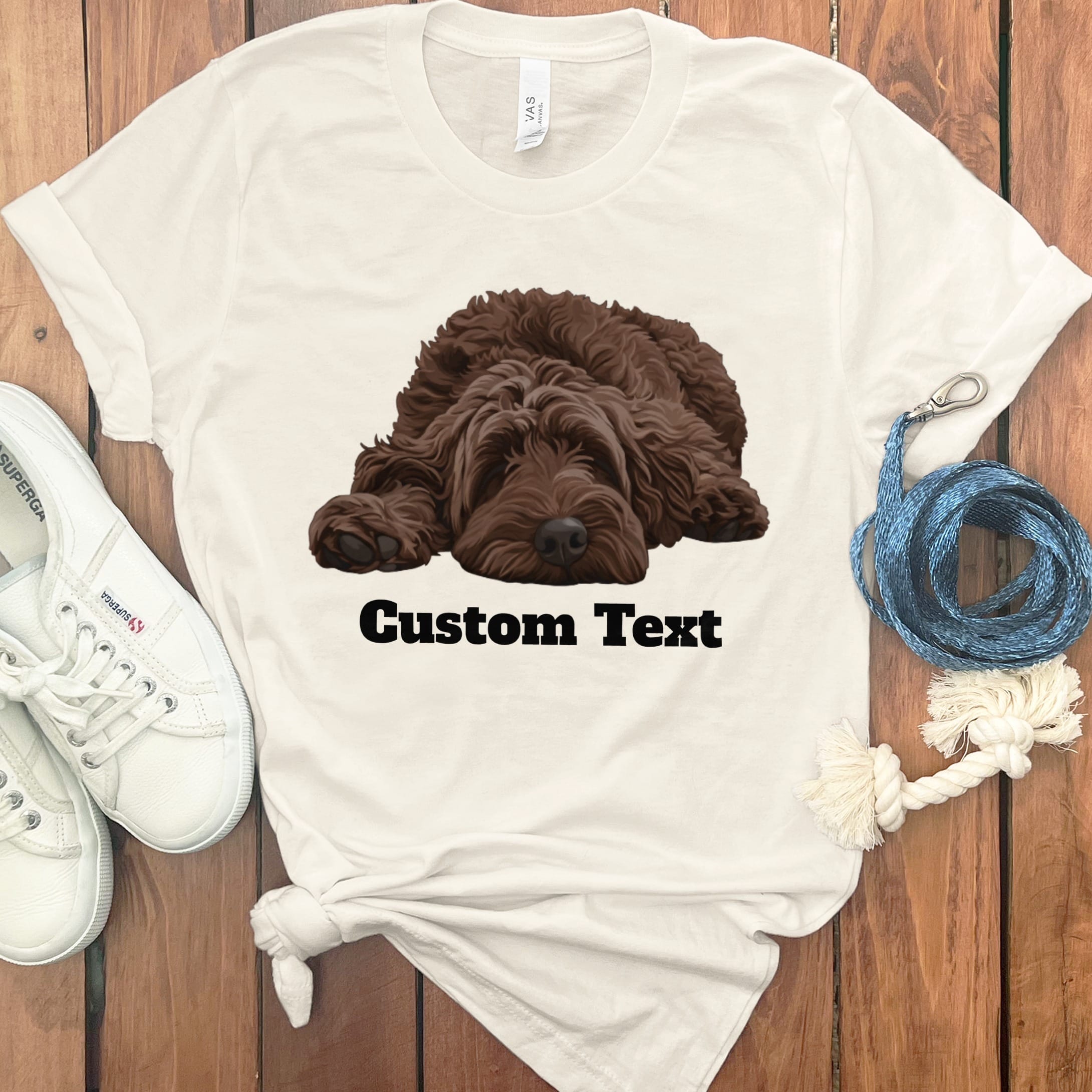 Custom Chocolate Sleeping Doodle T-Shirt in Natural / S by Puppy Jo