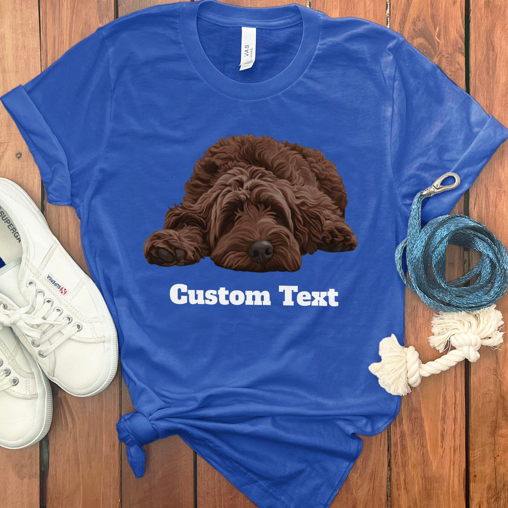 Custom Chocolate Sleeping Doodle T-Shirt in True Royal / S by Puppy Jo